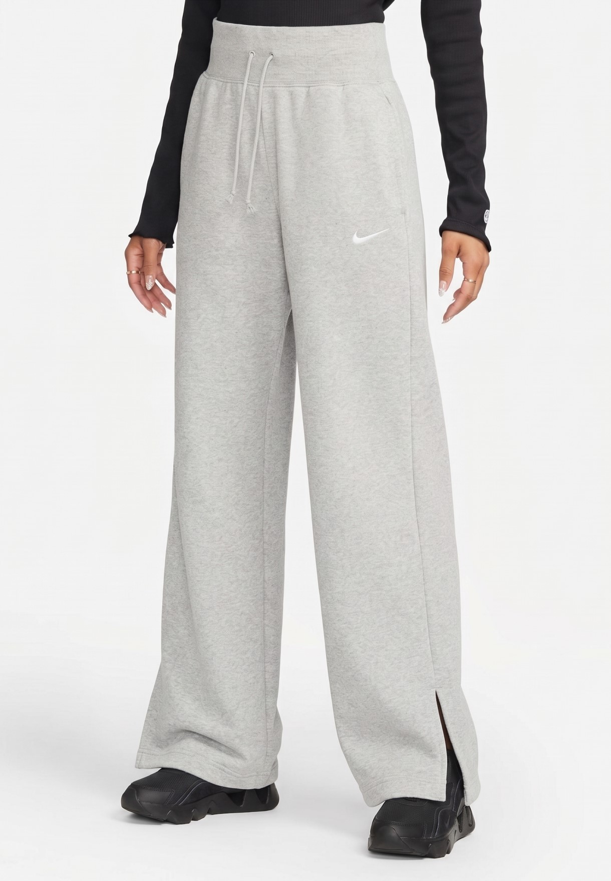 Nike Dames Phoenix Fleece Joggers met wijde pijpen in Grijs