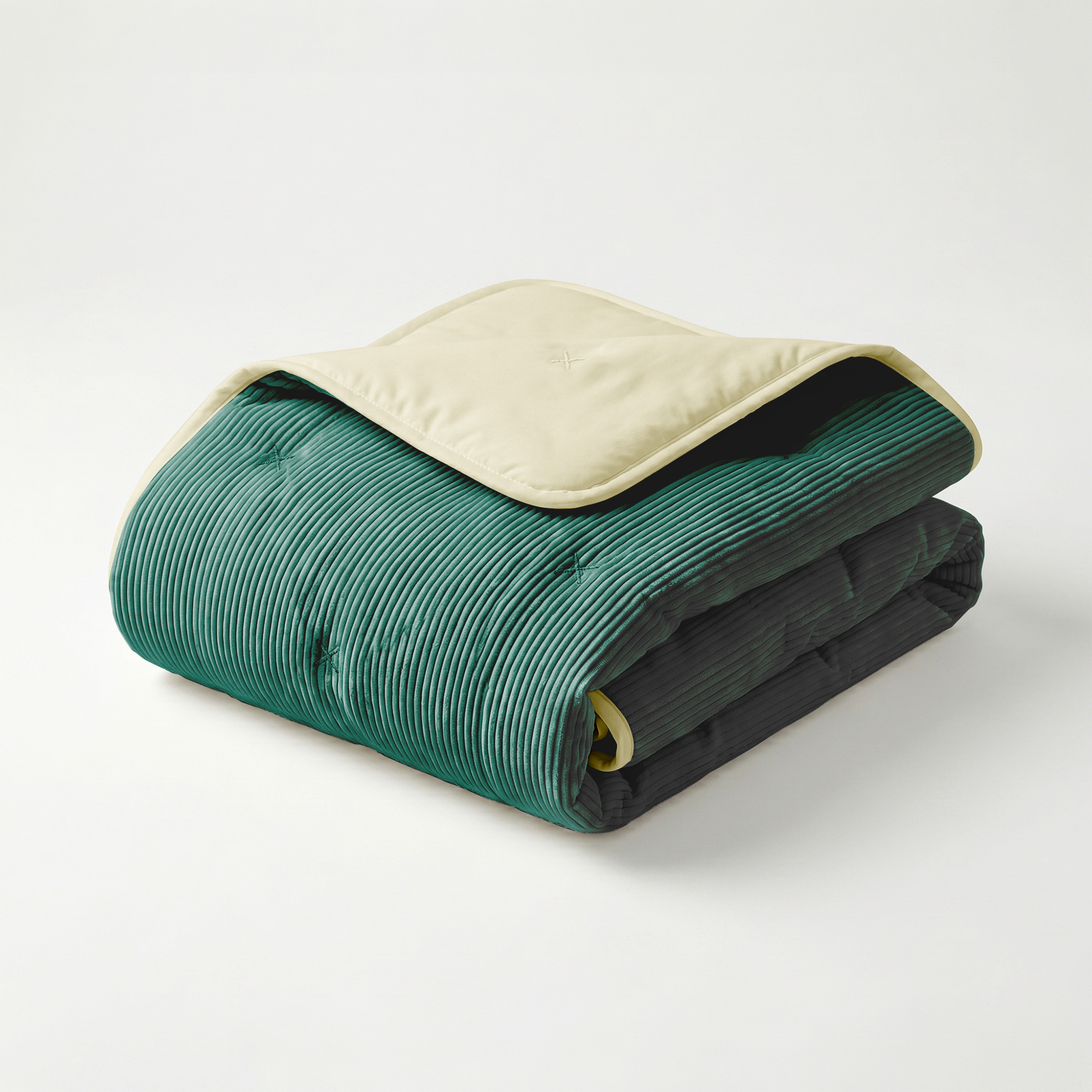 Zydante Dekbed Zonder Overtrek Corduroy - Hoesloos Dekbed - Zacht en Comfortabel – Luxe Uitstraling - Donker Groen / 200x140