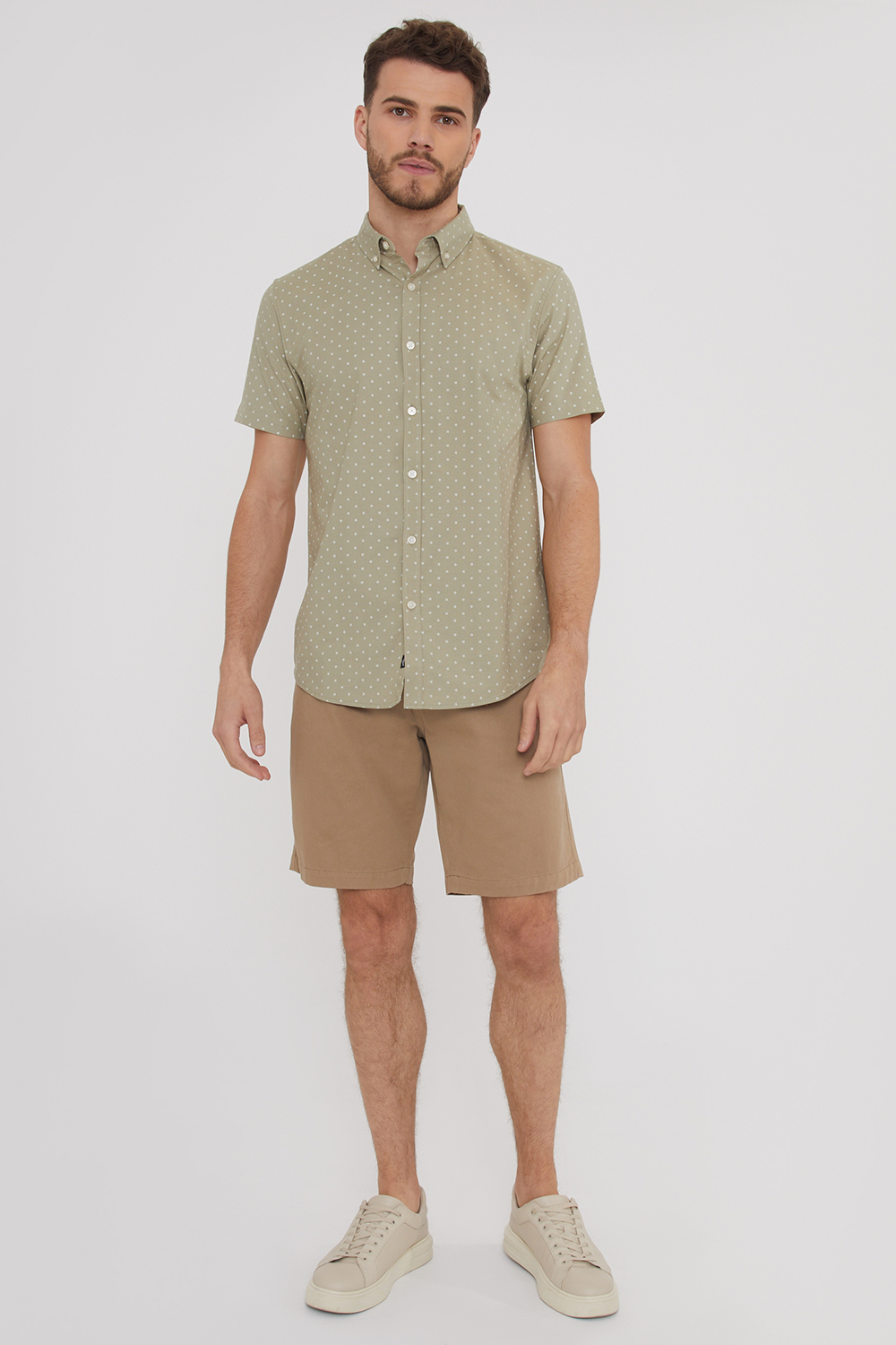 Threadbare Men's Short-Sleeve Patterned Shirt - Sage - Small - Image 3