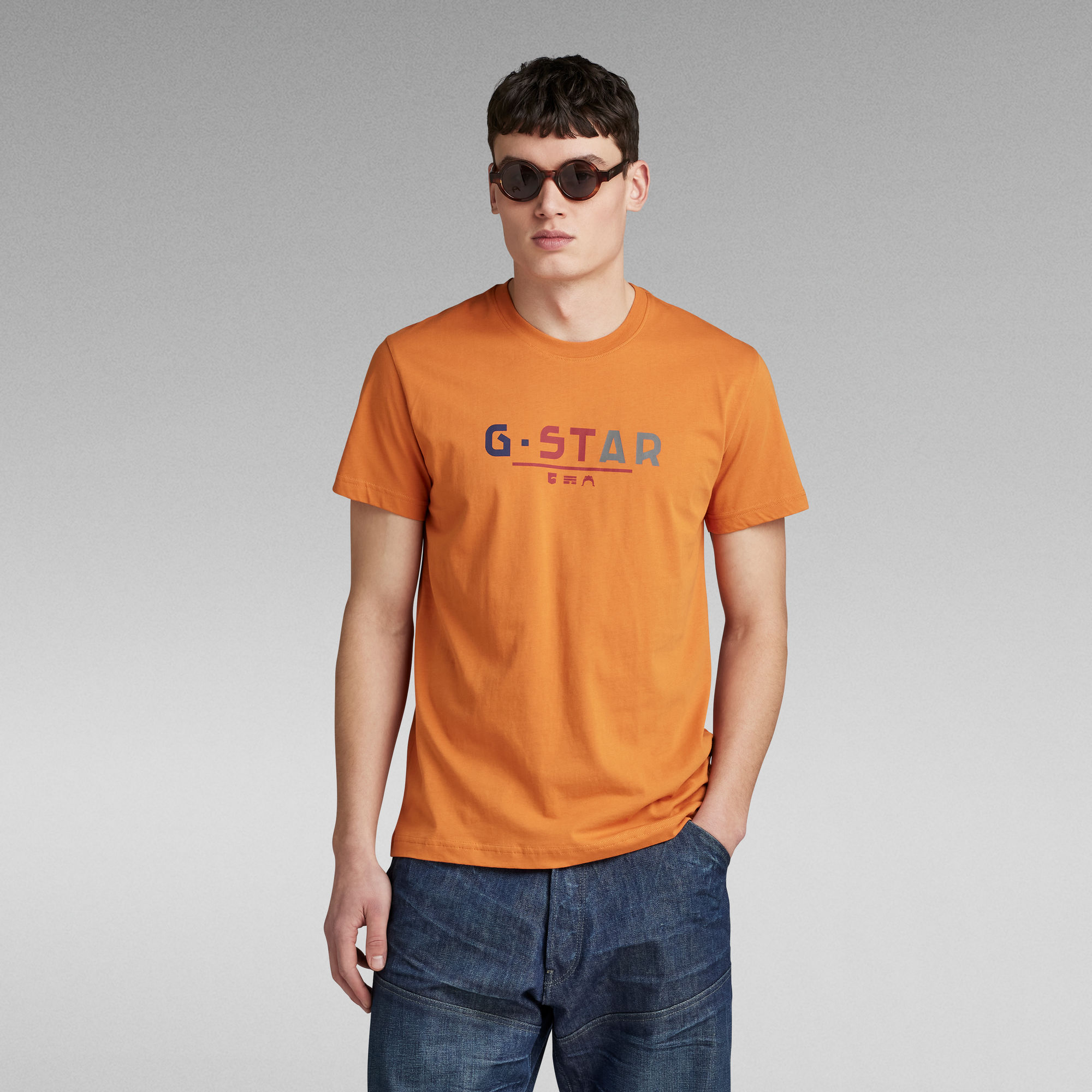 G Star Men' Orange Logo Graphic T-Shirt in Size S, Sports Direct - Image 3