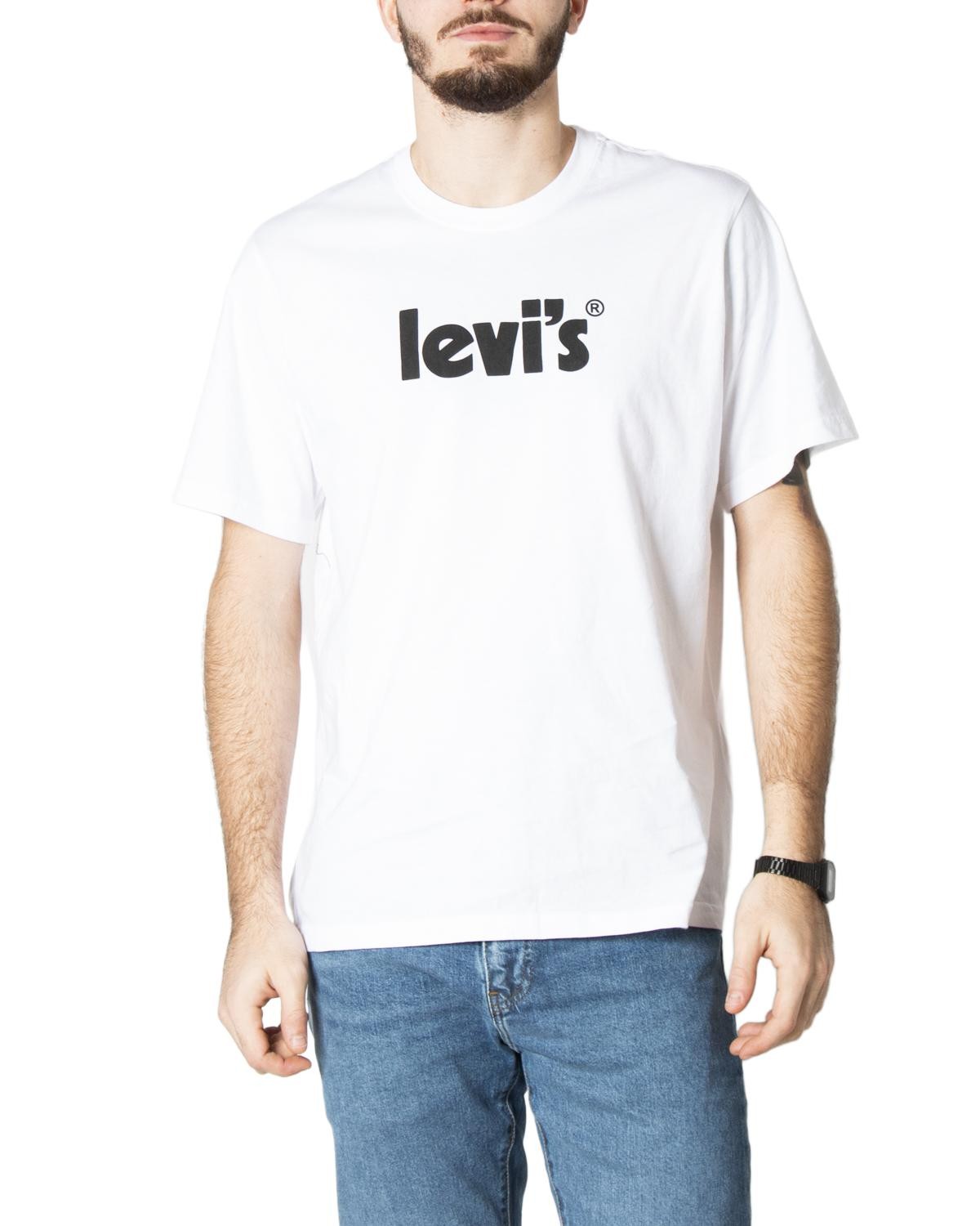 Levis Men's Short Sleeve Oversized Fit Oversized T-Shirts - Pstr Logo White - S - Image 3