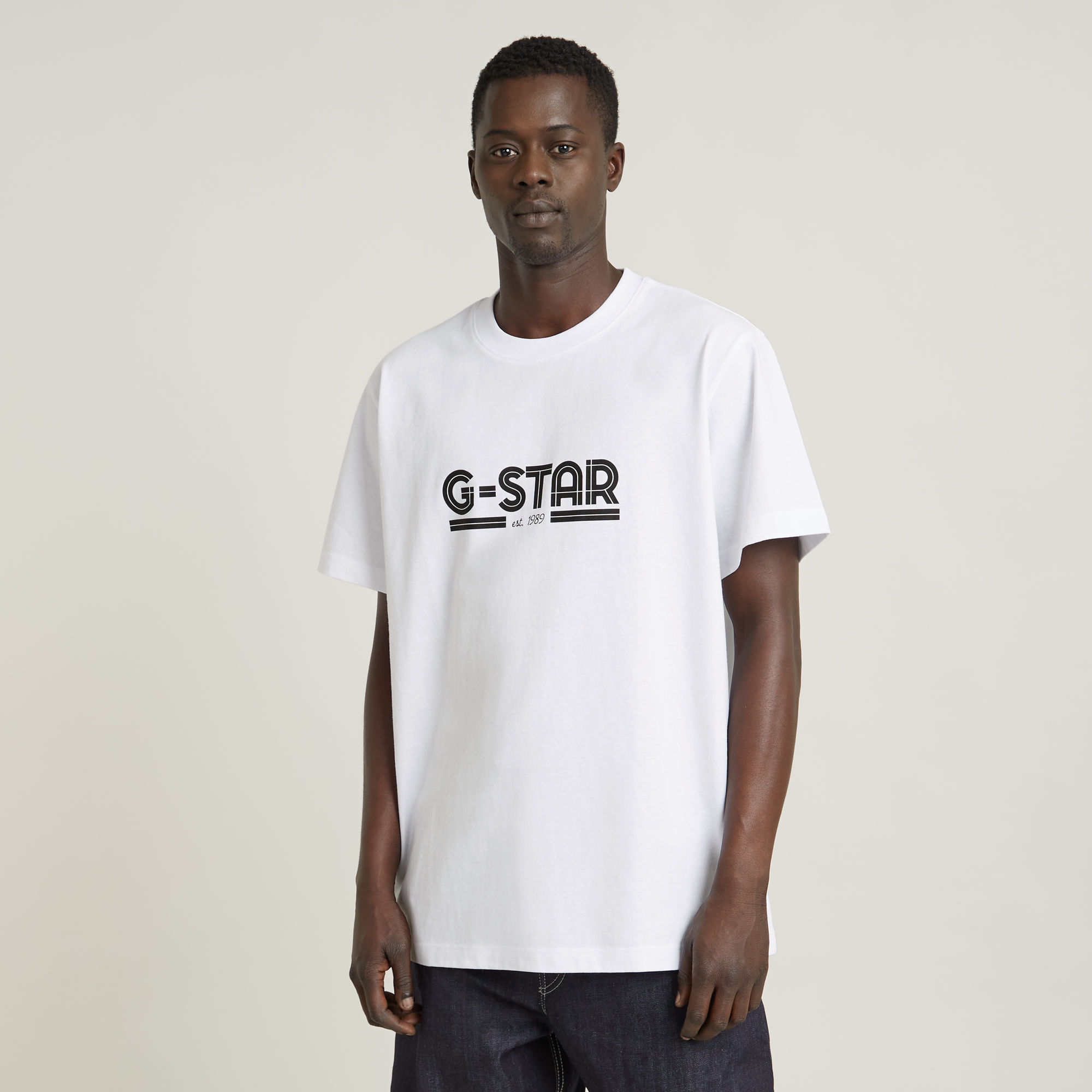 G Star Men's White Line Script Lettering Regular Fit T-Shirt - Medium - Image 5