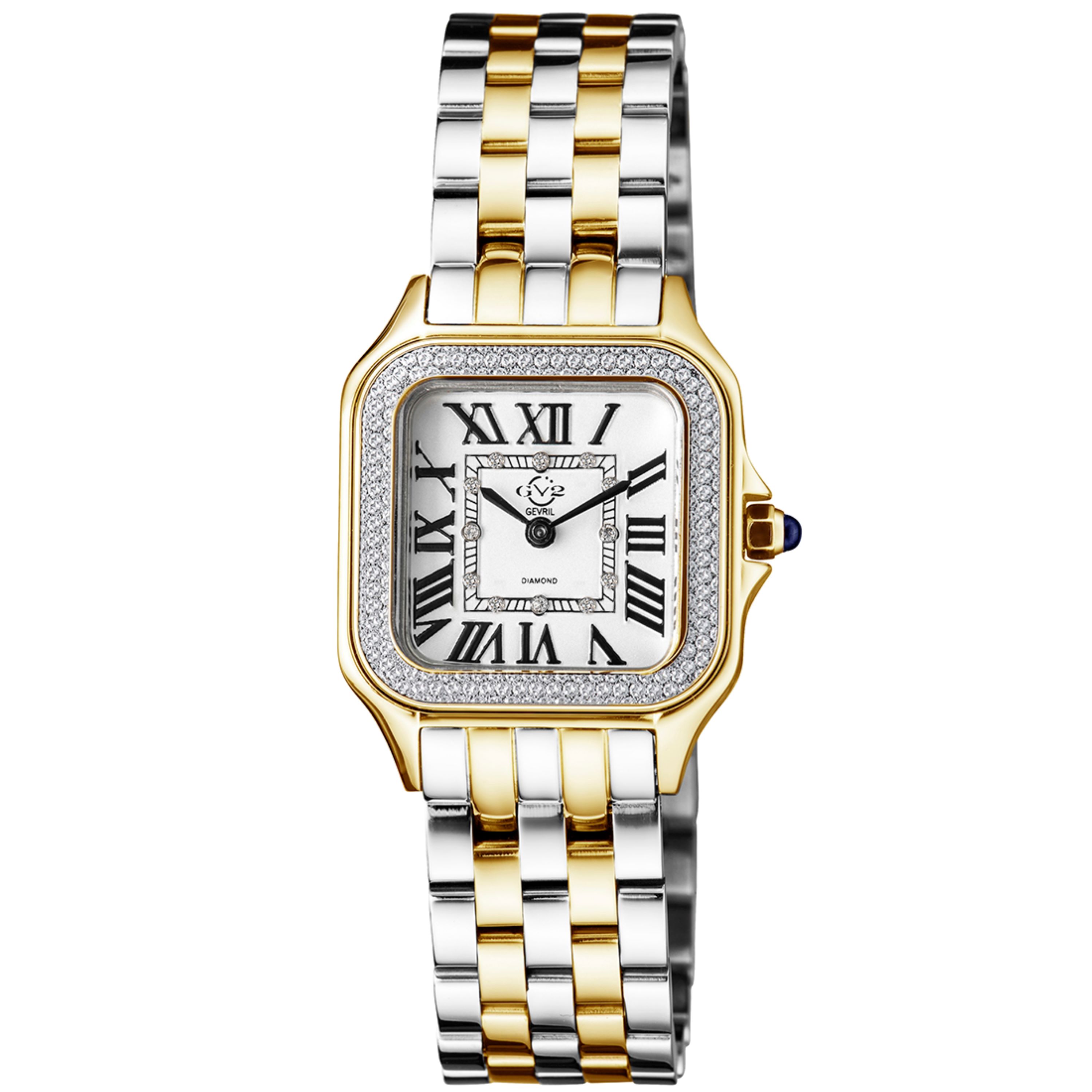 Gv2 Women's Gold Milan Diamond-Set Luxury Watch With Swiss Quartz Movement, Two-Tone Ip Yellow And Stainless Steel Bracelet, 27.5 Mm, Sapphire Crystal - Image 4