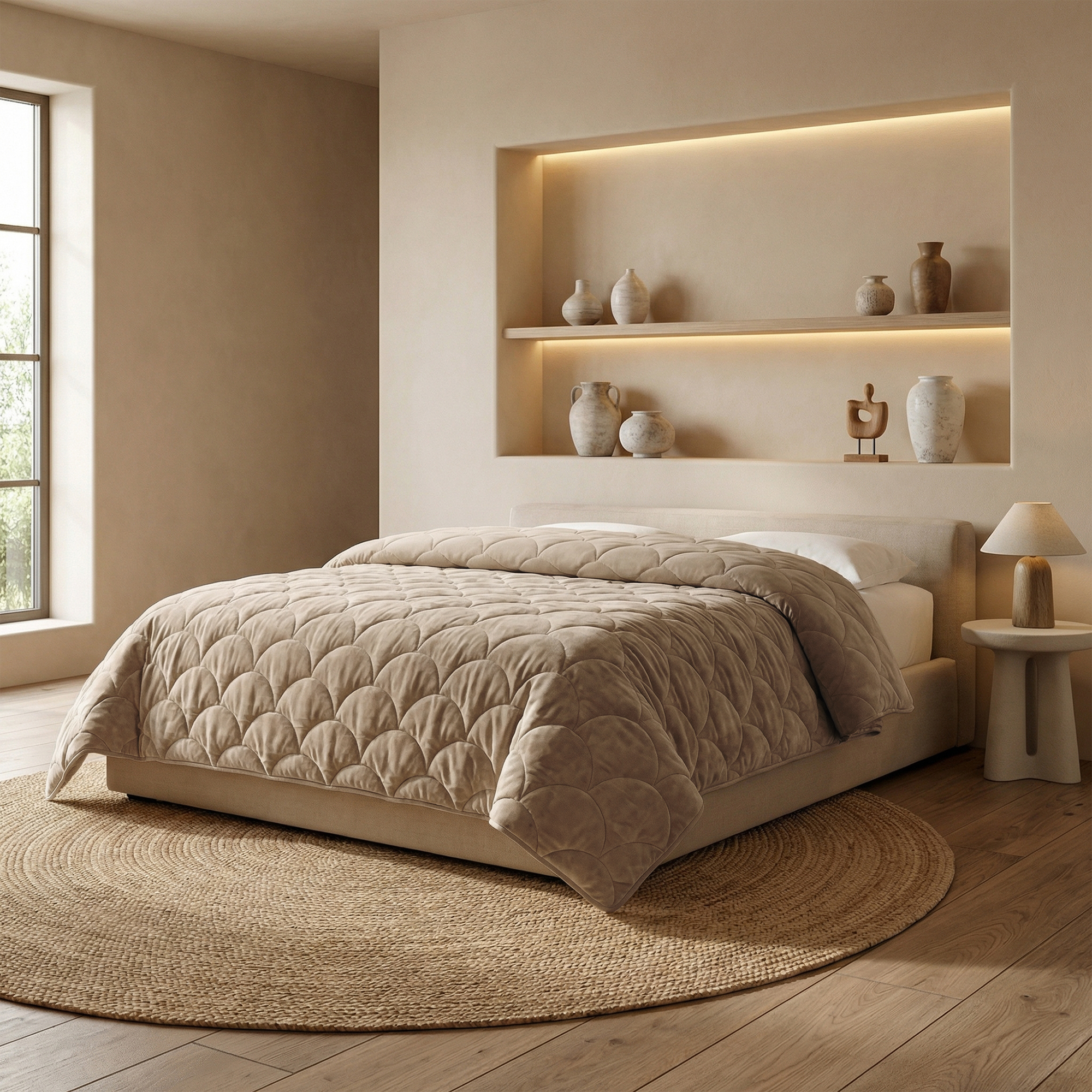 Dekbed Chenille Velvet Emboss - Taupe