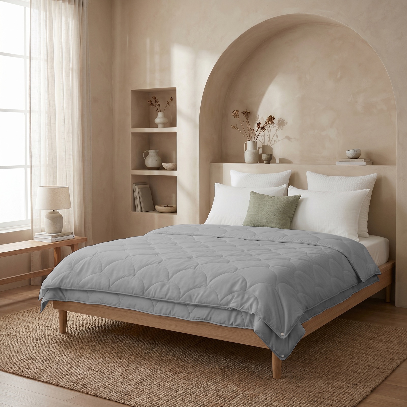 Dekbed-Discounter - Zydante 4-Seizoenen Dekbed Zonder Overtrek 140 x 200 cm - Wasbaar dekbed - Wasbaar op 40 graden - Anti-allergisch - Grijs