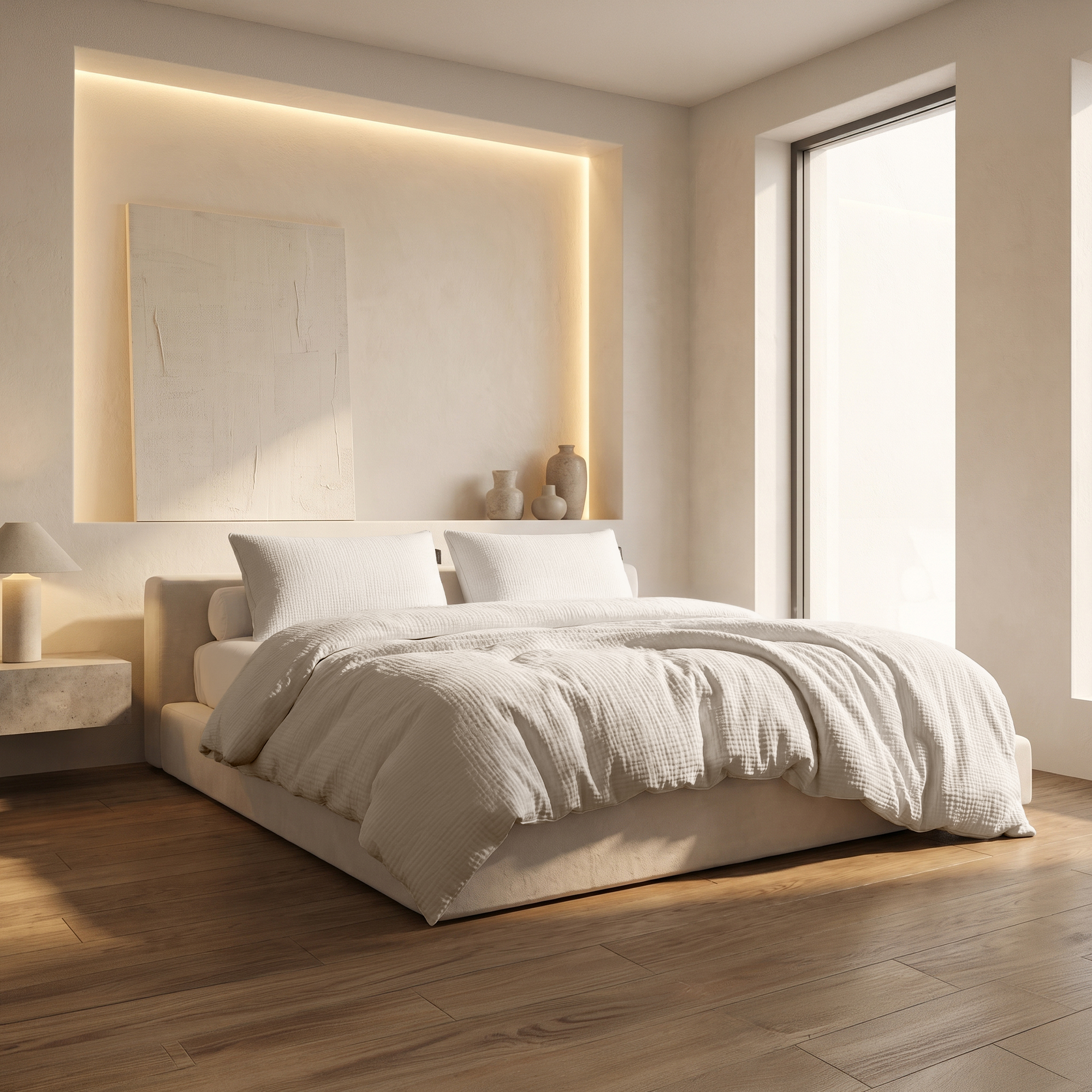 Dekbedovertrekset Mousseline Micro - Off White