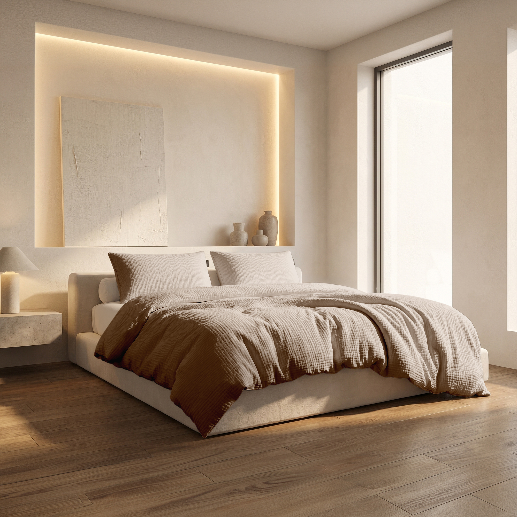Dekbedovertrekset Mousseline Micro - Taupe