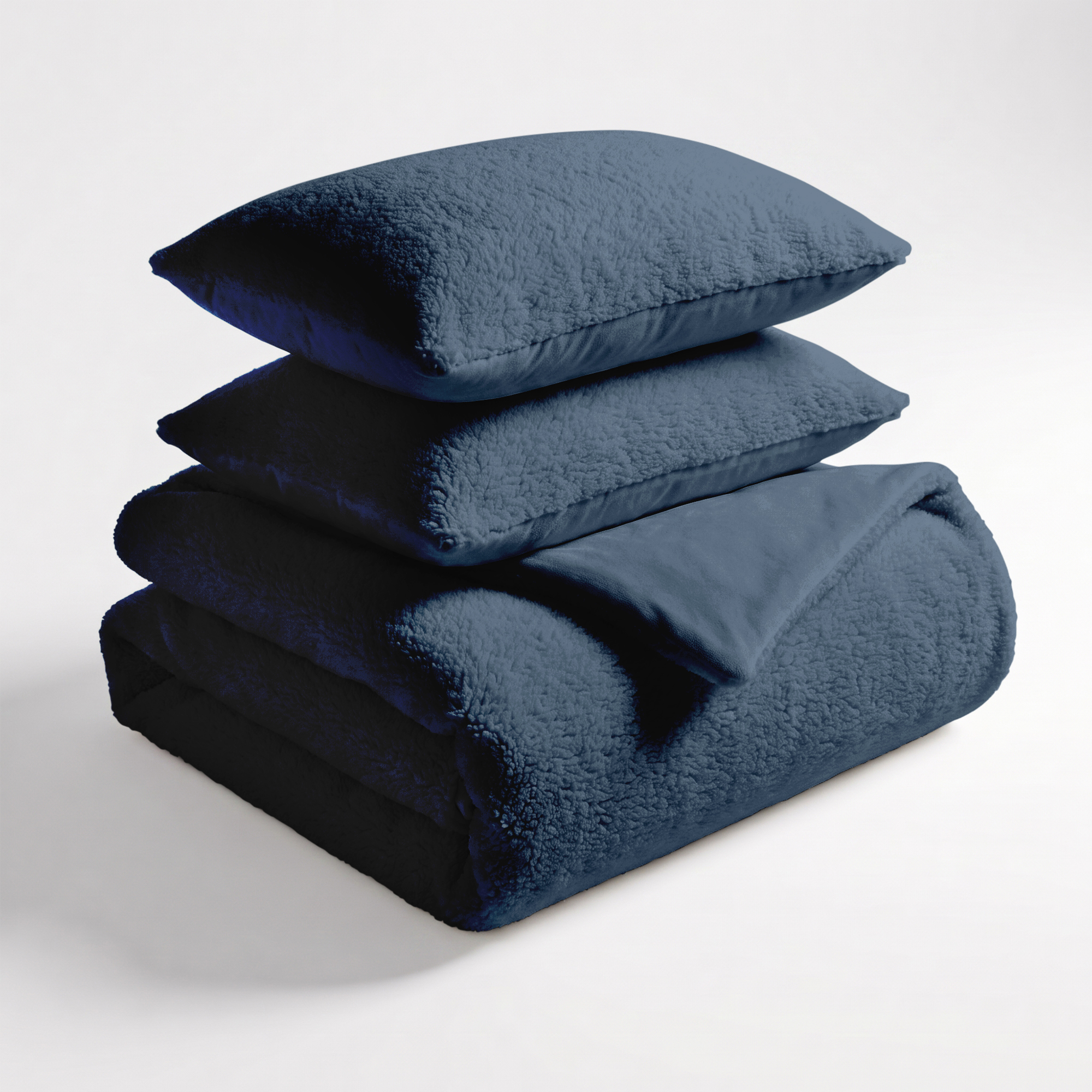 Zydante Dekbedovertrek Set 200x220 cm - Teddy - met 2 Kussenslopen - Blauw