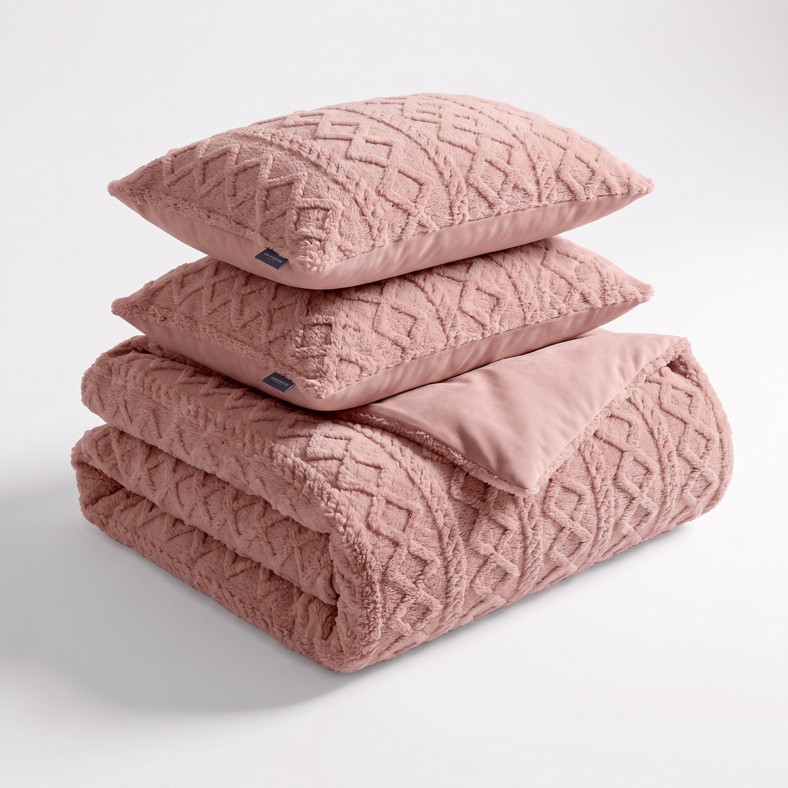Zydante Dekbedovertrek Set 140x200/220 cm - met 1 kussensloop - Jacquard Teddy Peach
