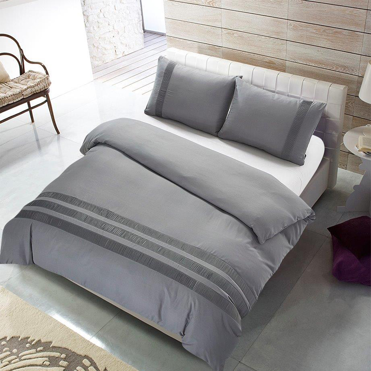 Zydante Dekbedovertrek - Hotel Home Collection - Zacht en Soepel – Microlinnen Dekbedhoes – Luxe Hotel Look – Comfortabel Beddengoed Devon - Zilver Grijs / 200x140