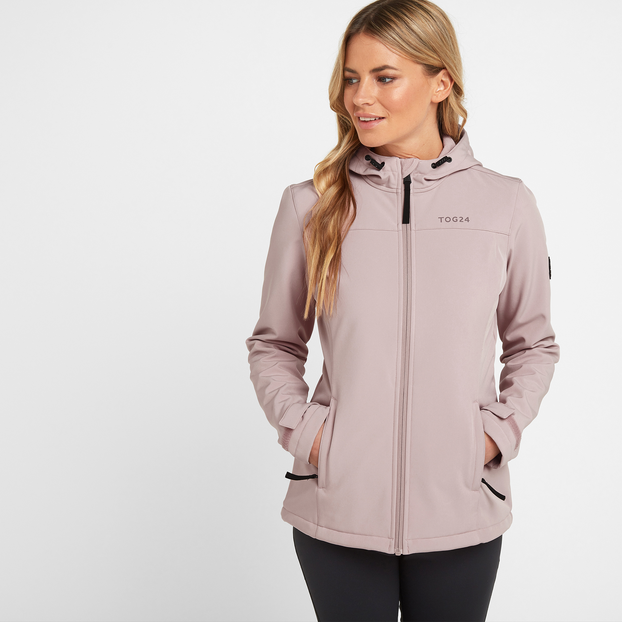 TOG24 Women's 'Keld' Shower Resistant Hooded Softshell Jacket in Dusty Pink | Size: 24 - Image 2