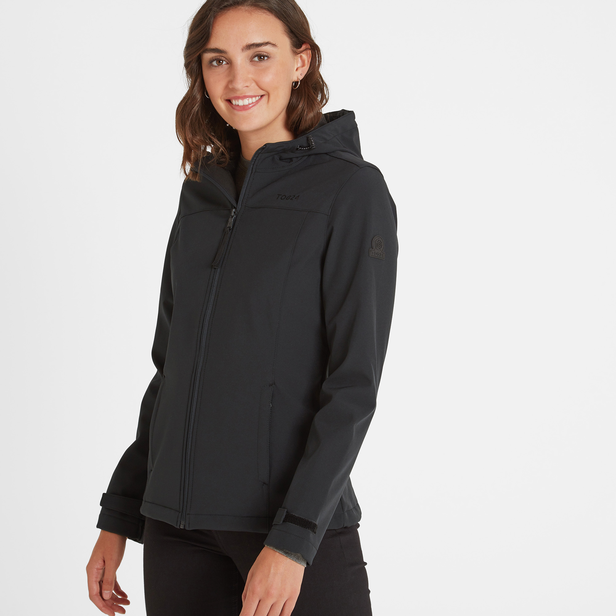 Tog24 Women's Black 'Keld' Shower Resistant Hooded Softshell Jacket In | Size: 8 - Image 4