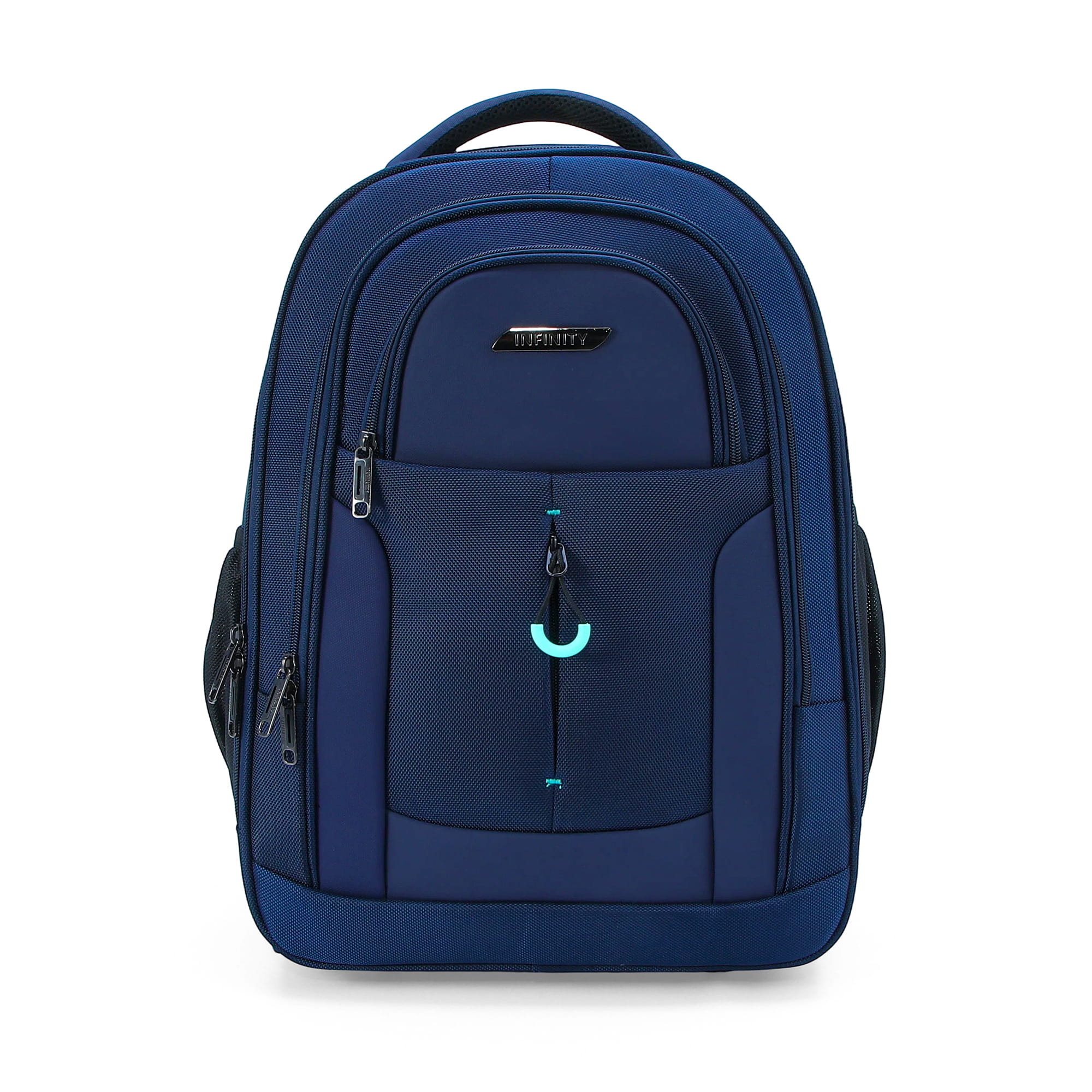 Infinity Leather 17" laptopryggsäck på hjul, blå, 1680D + PU, 2 hjul, trolleyryggsäck ryggsäckar herr – bild 2