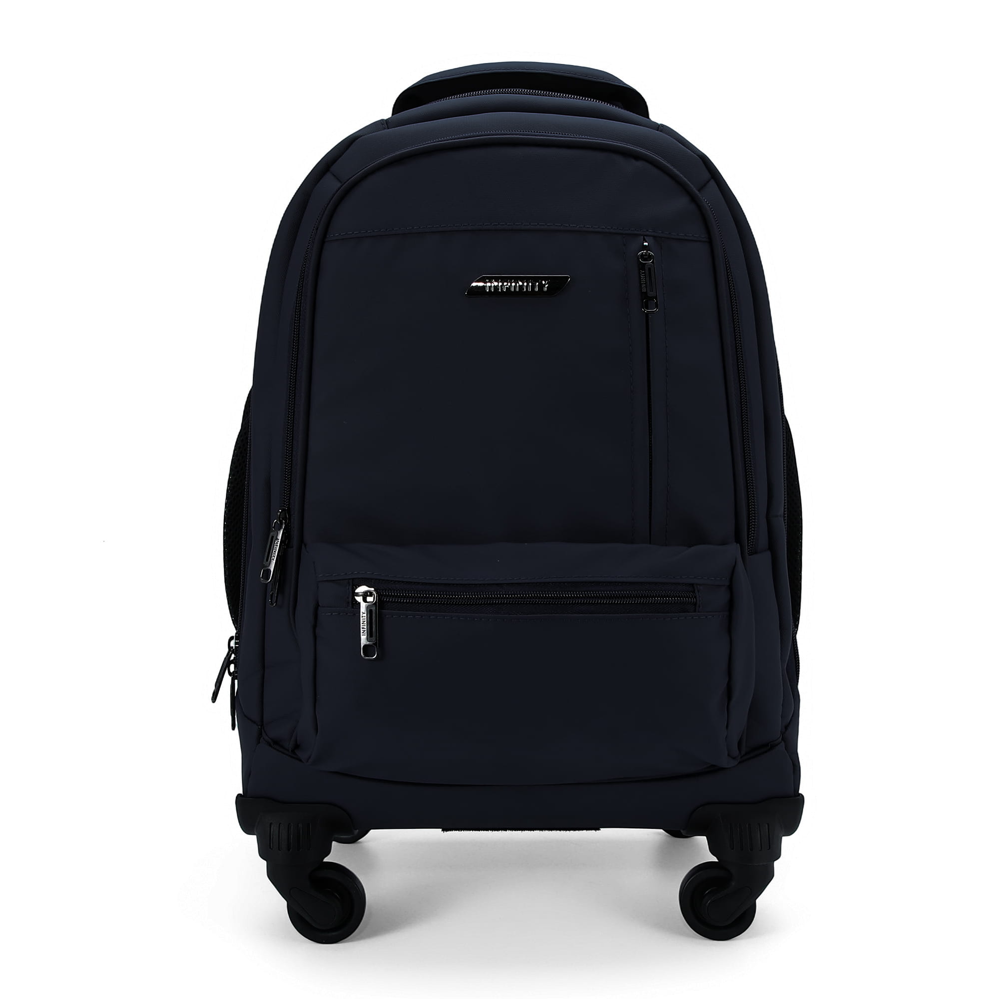 19" laptopryggsäck på hjul, svart, premium-PU, 4 hjul, trolleyryggsäck