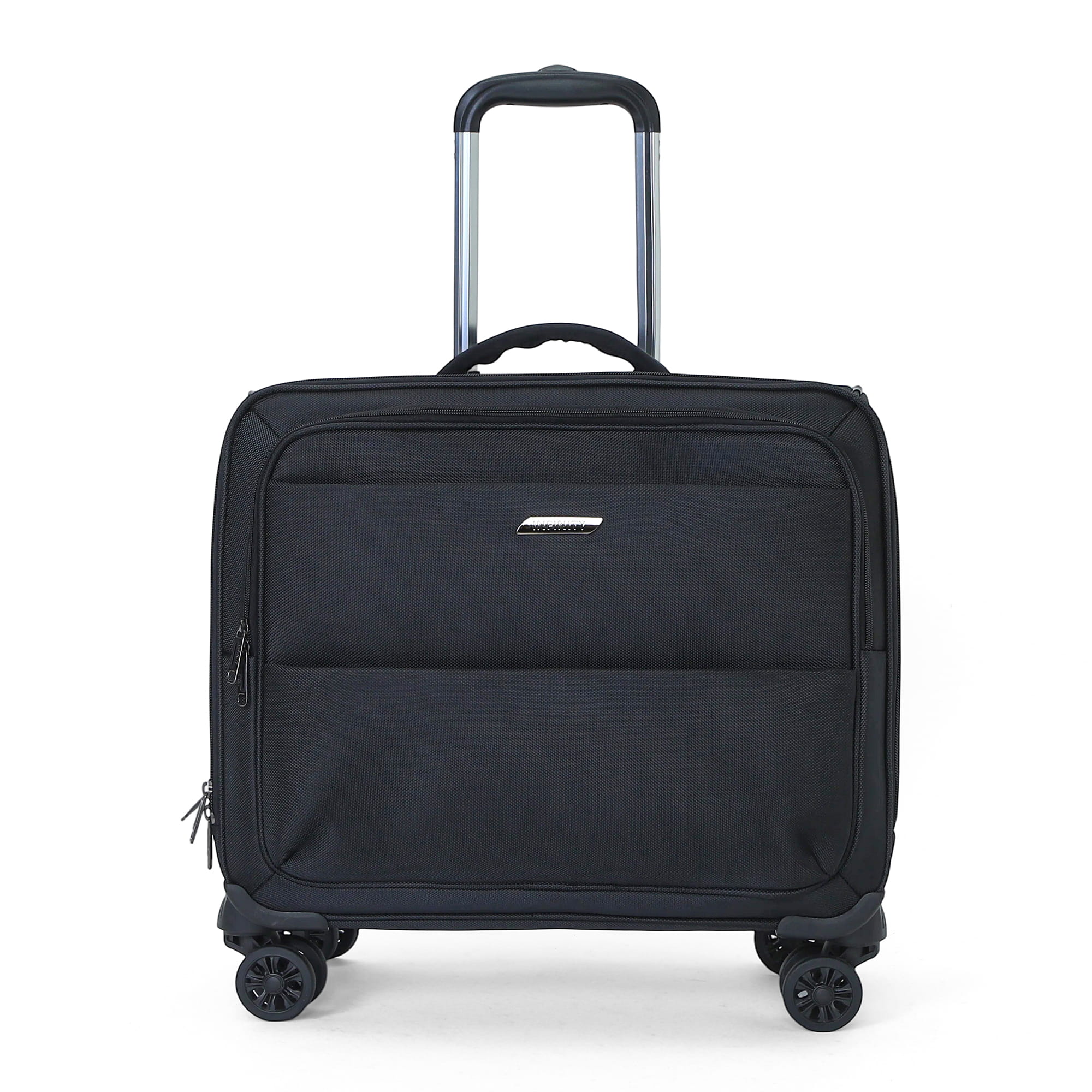 Infinity Leather 18" laptopportfölj på hjul, svart, 1680D polyester, 4 hjul, affärsväska herr – bild 2