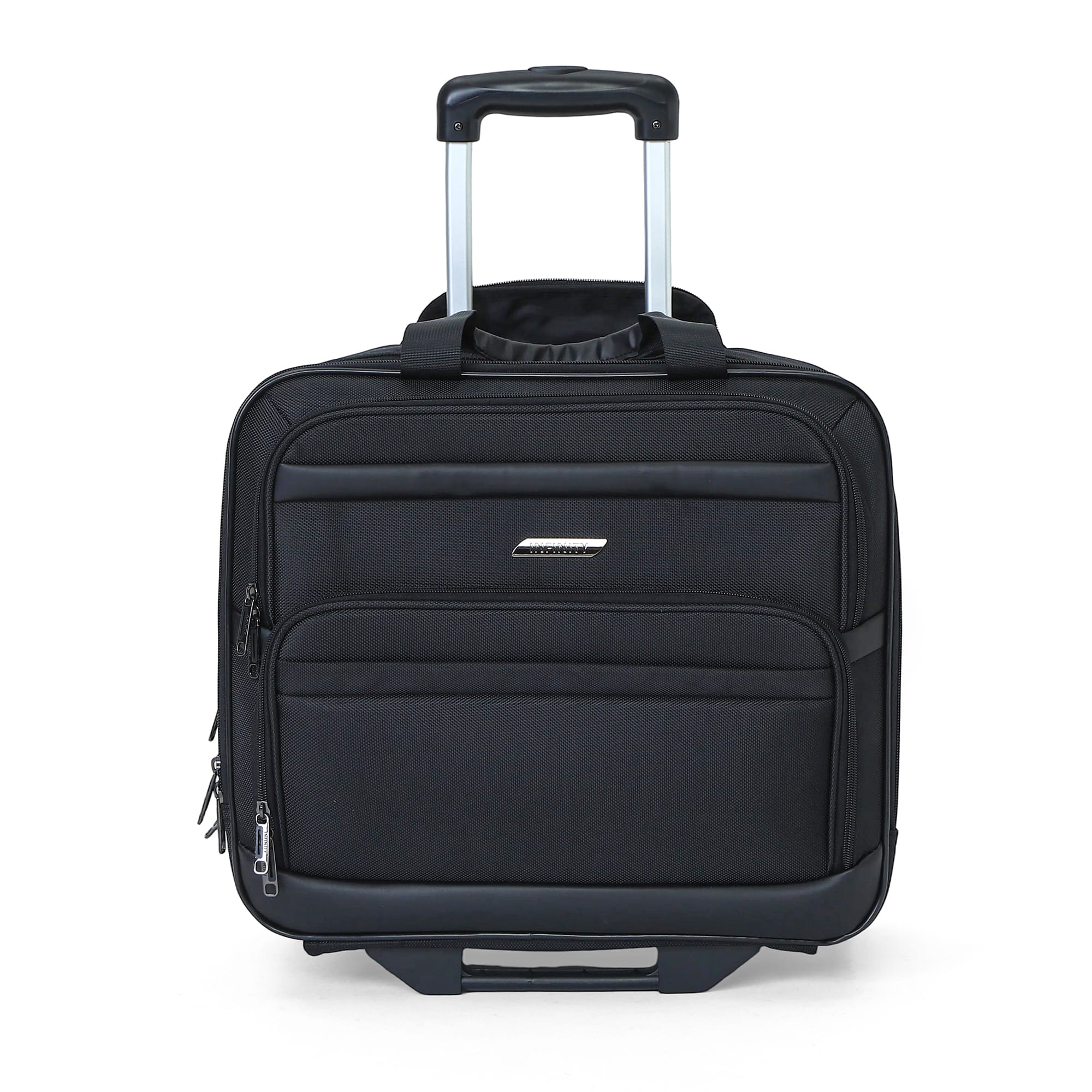 Infinity Leather 17" laptopportfölj på hjul, svart, 1680D polyester, 4 hjul, affärsväska herr – bild 2