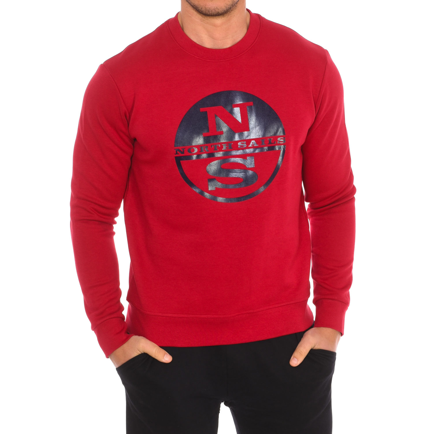 Långärmad sweatshirt med rund halsringning 9024130 herr
