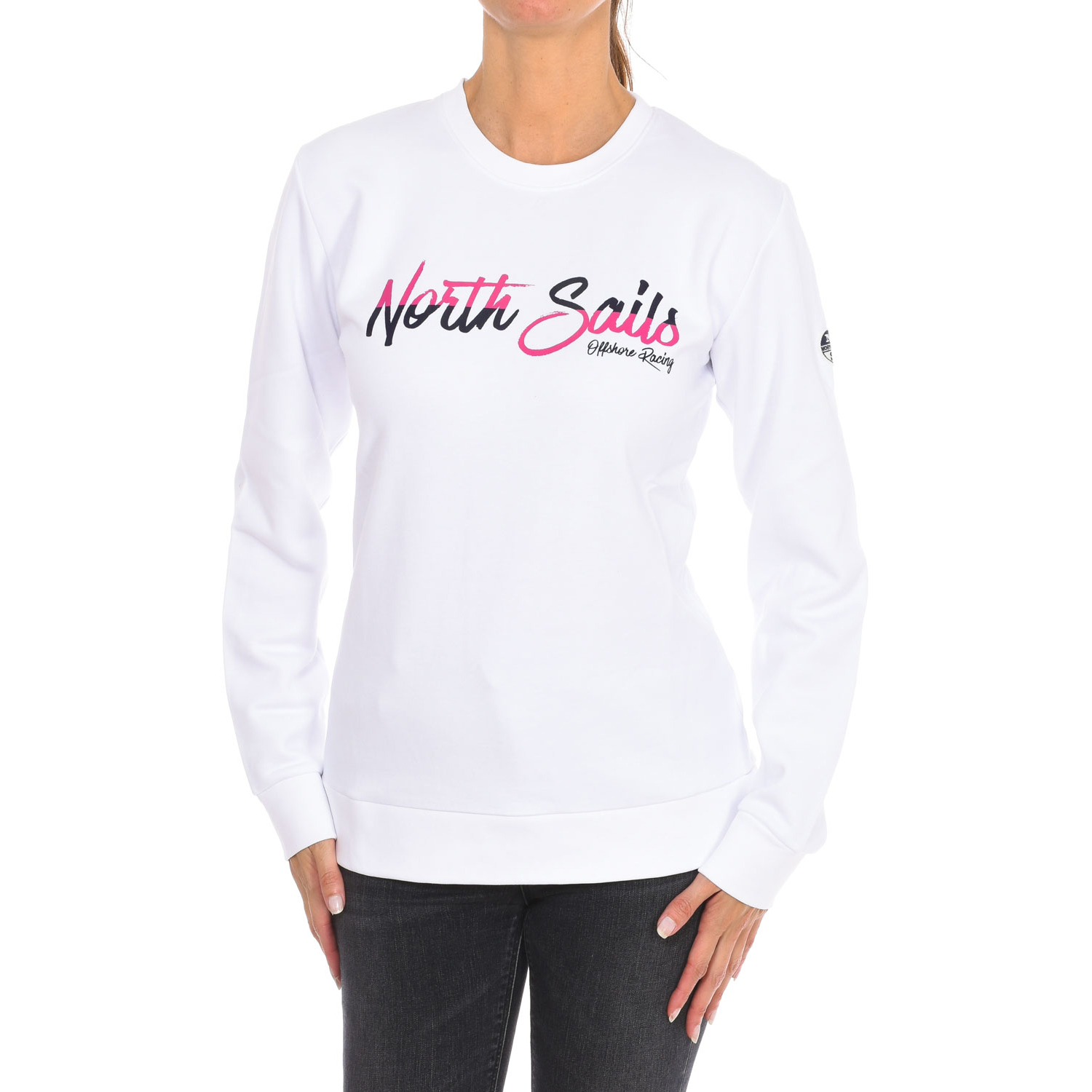 Långärmad sweatshirt med rund halsringning 9024250 dam