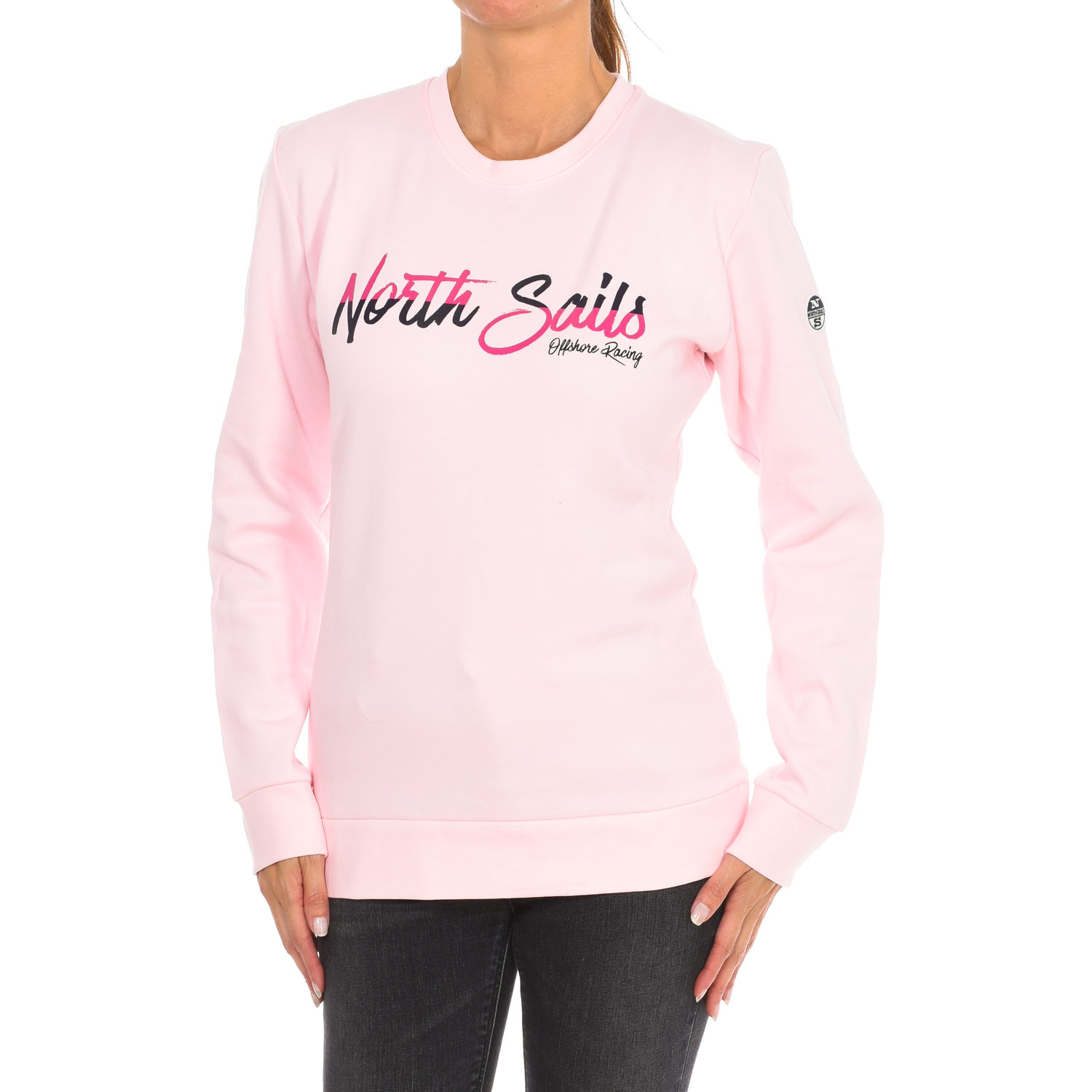 Långärmad sweatshirt med rund halsringning 9024250 dam