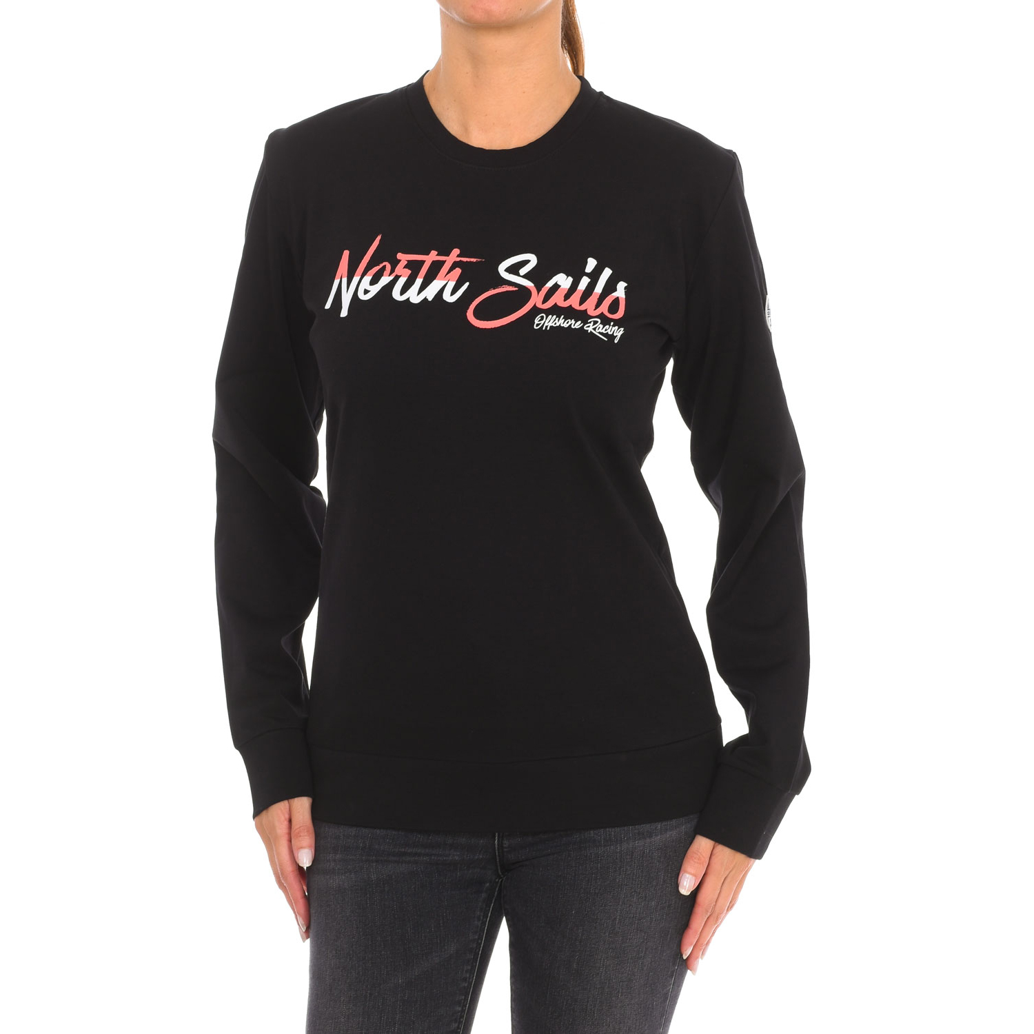 Långärmad sweatshirt med rund halsringning 9024250 dam