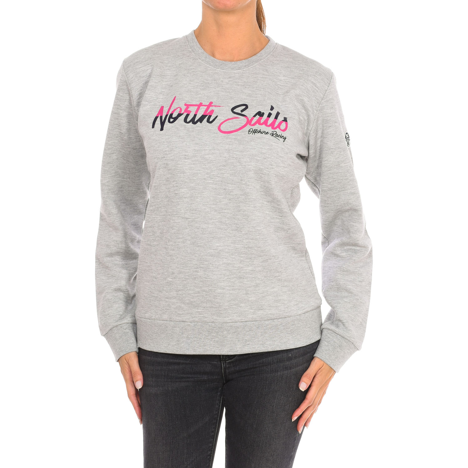 Långärmad sweatshirt med rund halsringning 9024250 dam