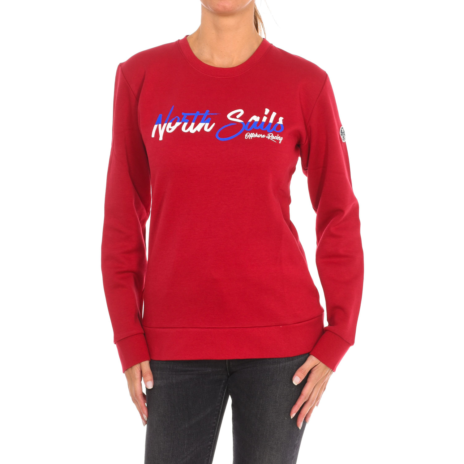 Långärmad sweatshirt med rund halsringning 9024250 dam