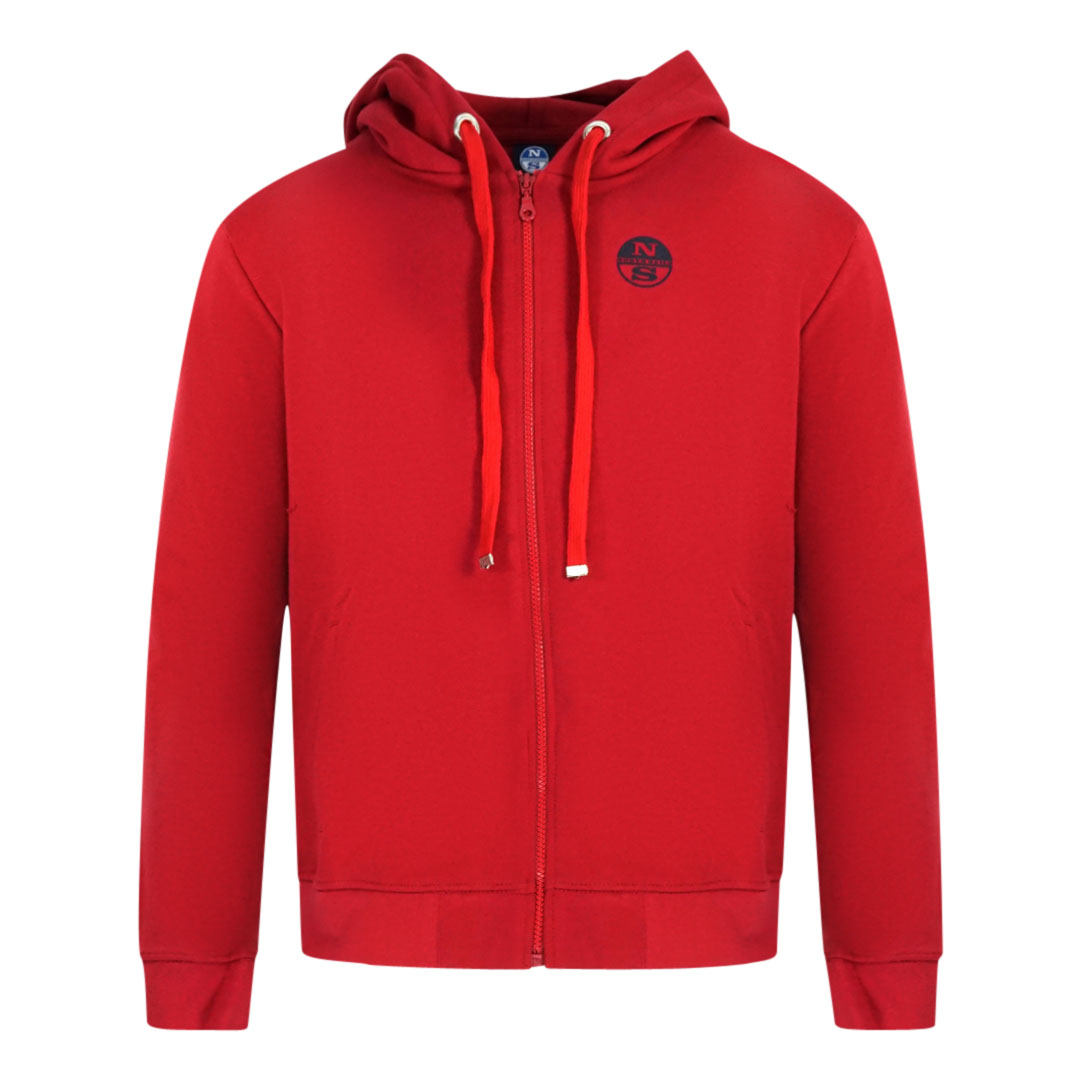 Logo Red Zip Hoodie