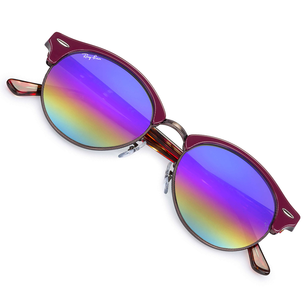 Ray-Ban Clubround Mineral Flash Lenses unisex solglasögon RB42461222C251 dam – bild 2