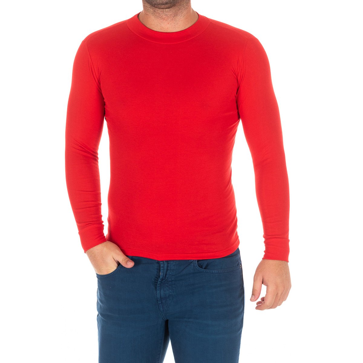 Långärmad T-shirt med halvhög krage 1625-H man