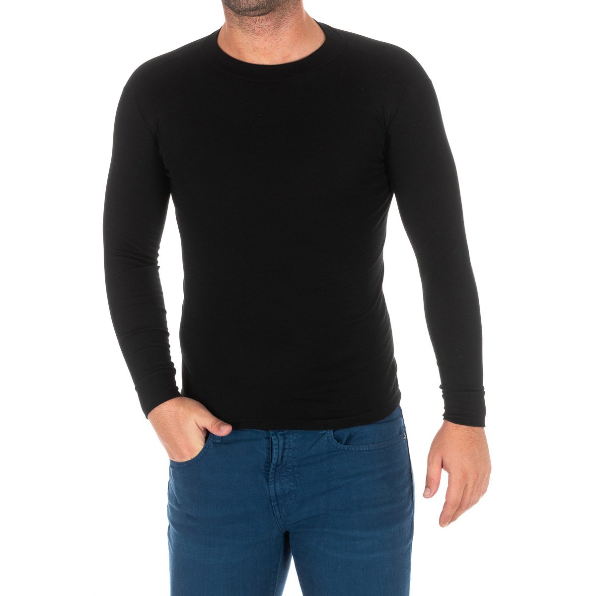 Långärmad T-shirt med halvhög krage 1625-H man