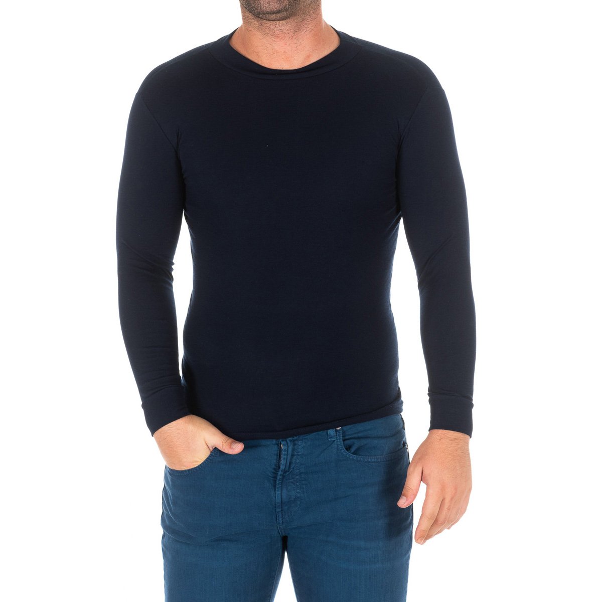 Långärmad T-shirt med halvhög krage 1625-H man