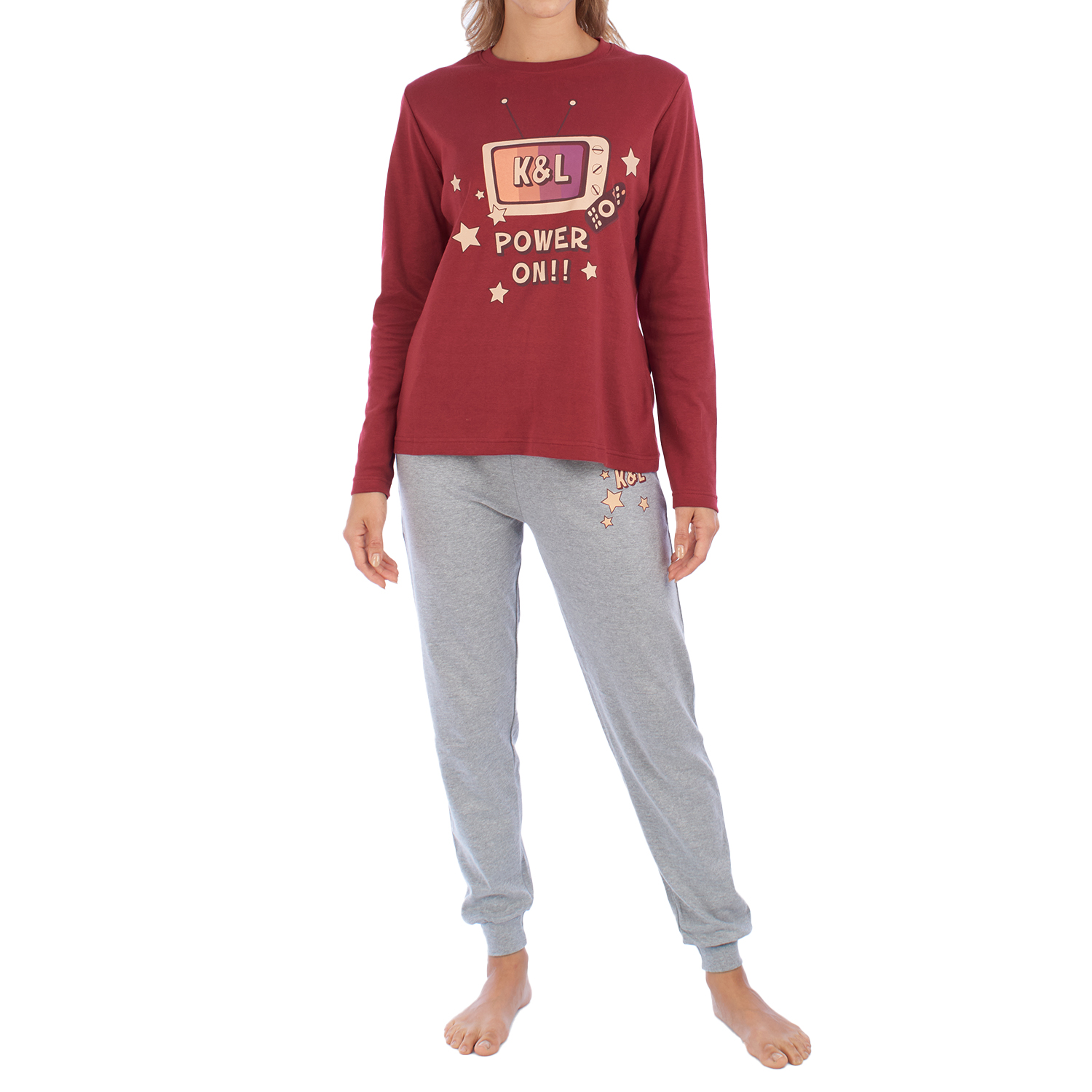 KLP1 långärmad vinterpyjamas för kvinnor