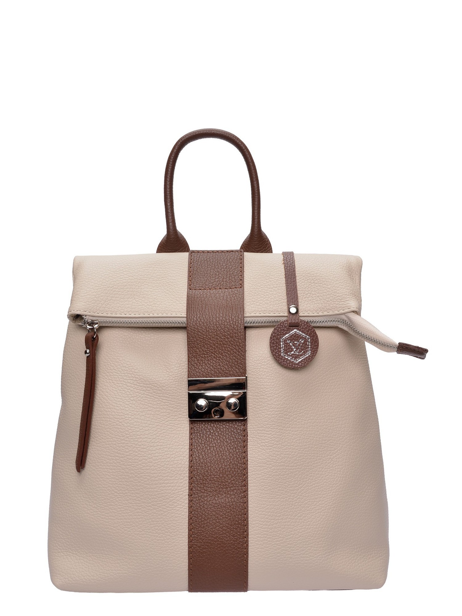Luisa Vannini Beige Rundleer Tas