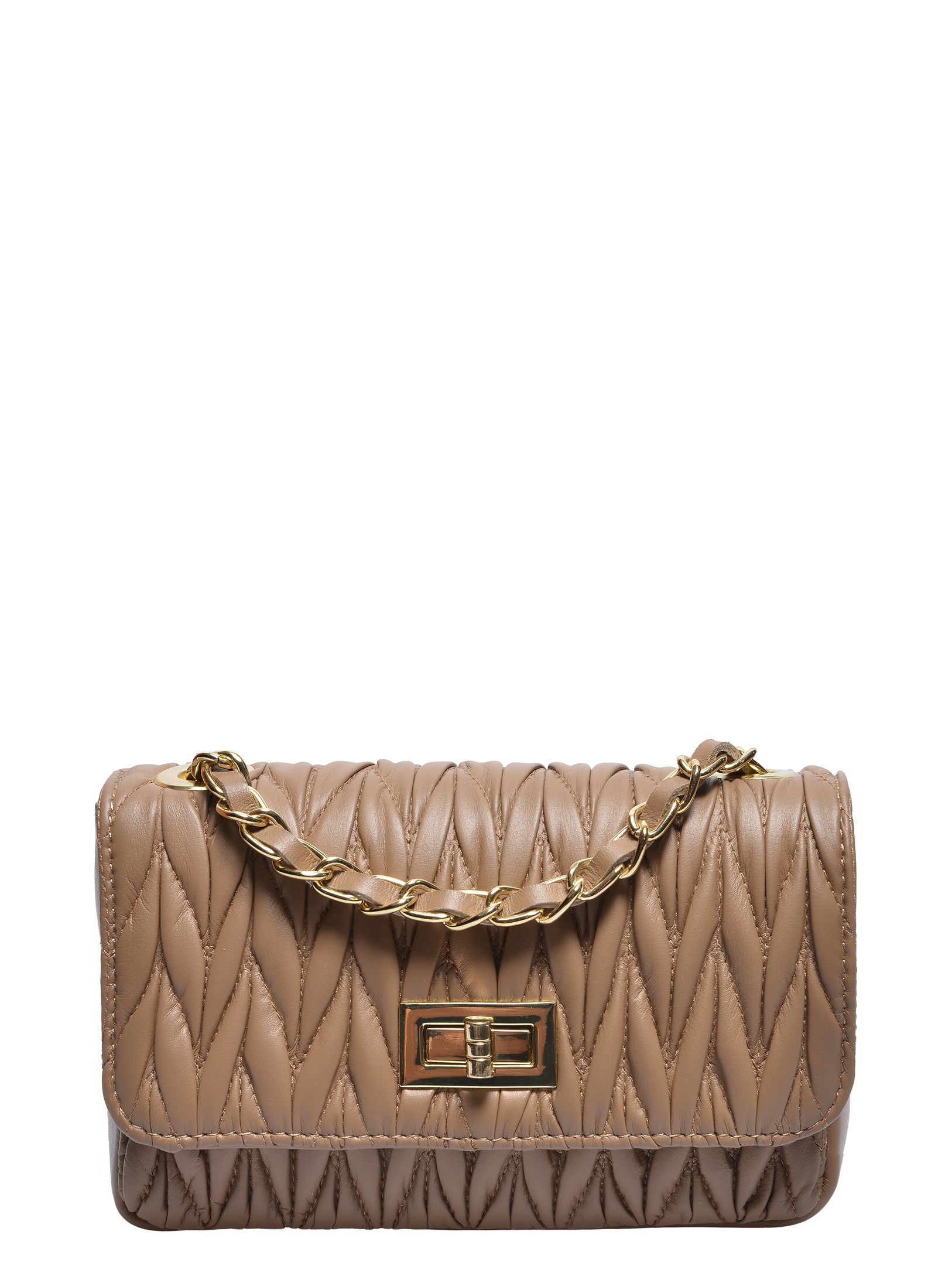 Luisa Vannini Beige Rundleer Tas