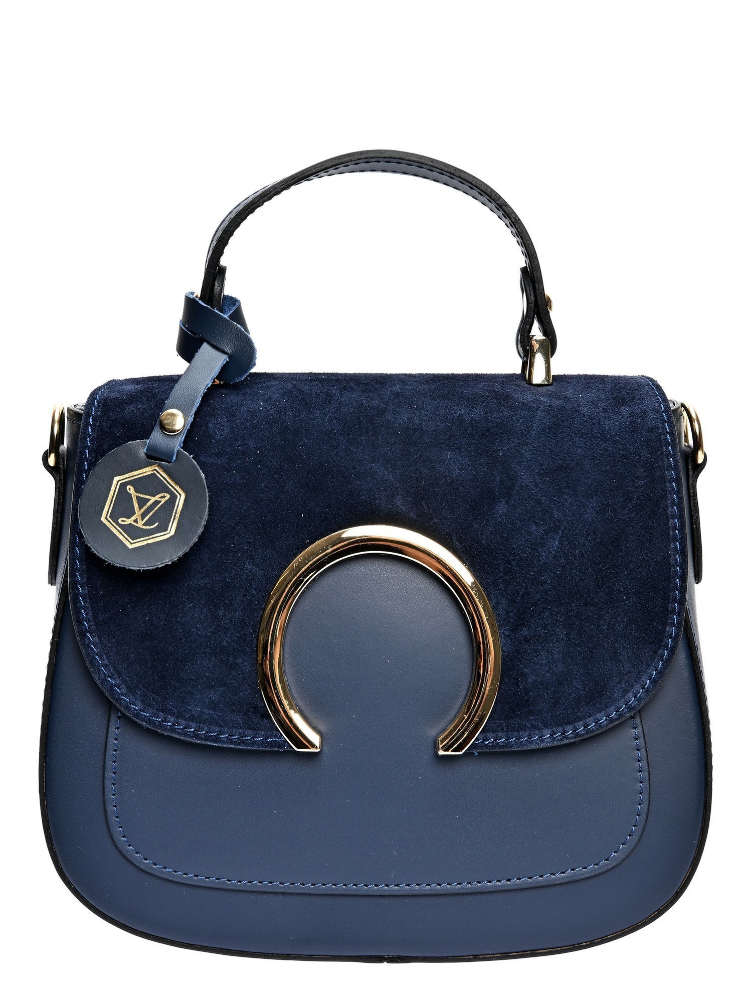 Luisa Vannini Blauw Rundleer Tas