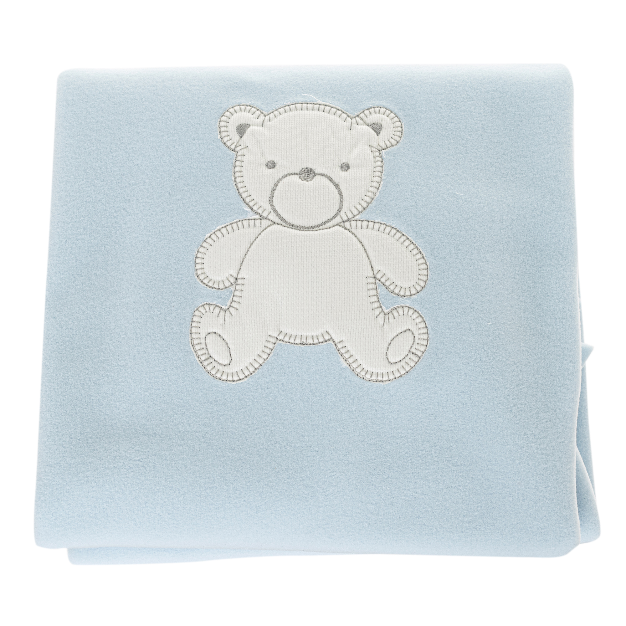 Babidu Baby Unisex Embroidered blanket on the front 285 for - Blue Cotton - One Size
