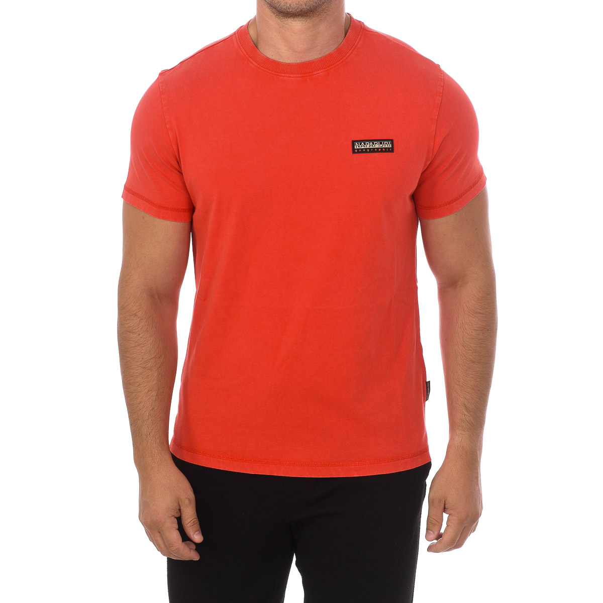 Kortärmad T-shirt med rund hals för män NP0A4GPE