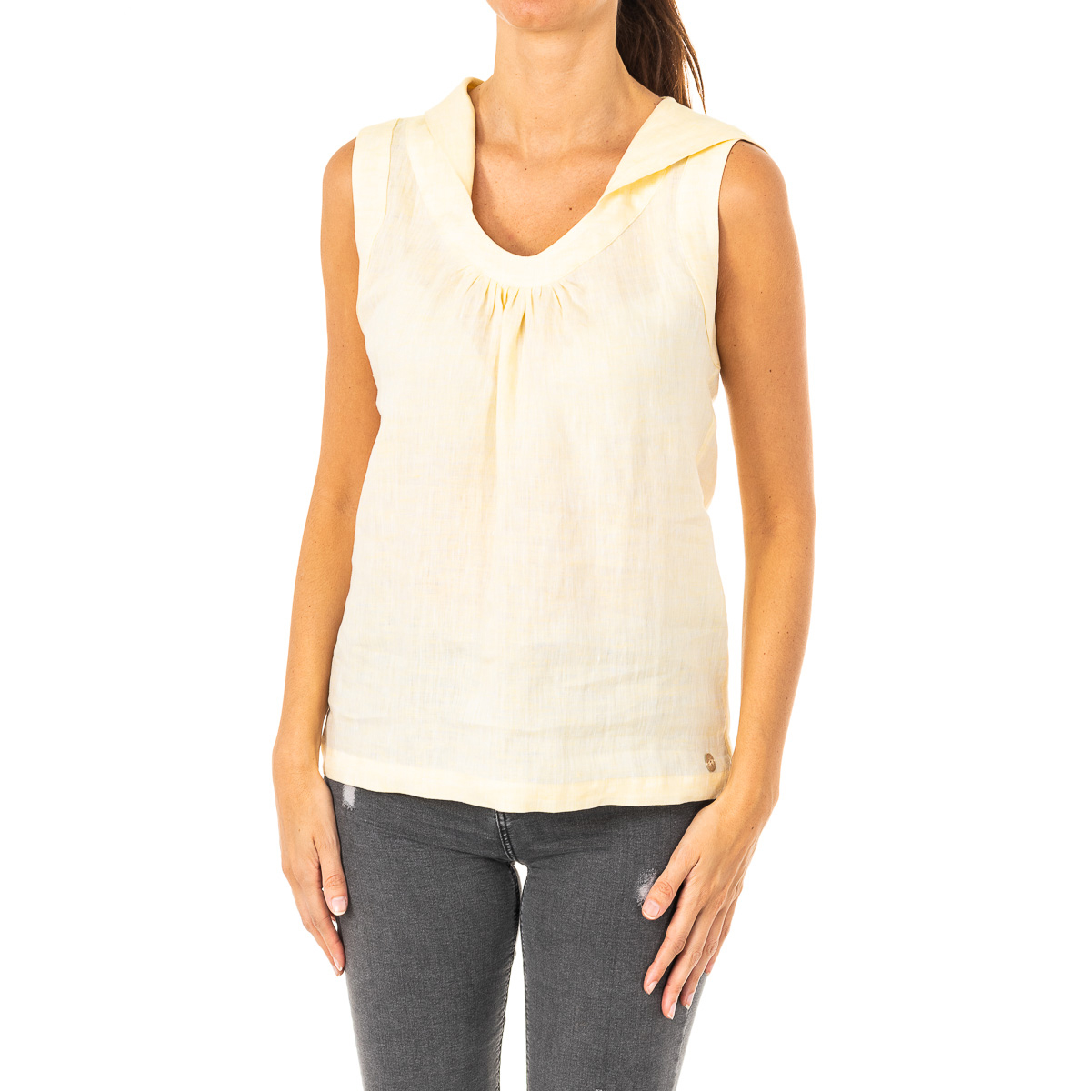 JWU004 dames mouwloos T-shirt met ronde hals