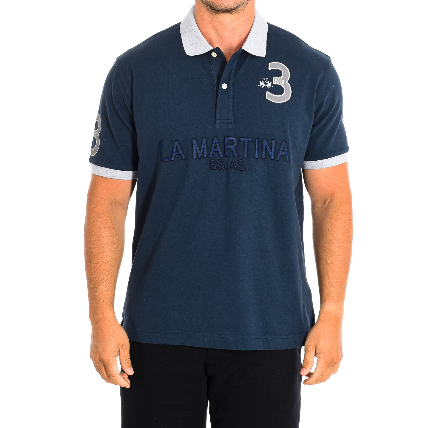 La Martina Short Sleeve Polo - Male - Polo Shirts - Blue - M - Tops - Image 2