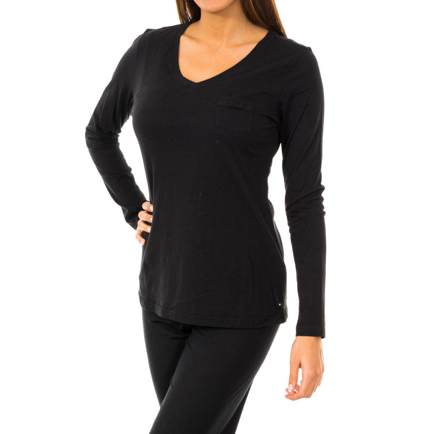 Långärmad t-shirt med V-ringning 1487903577 woman