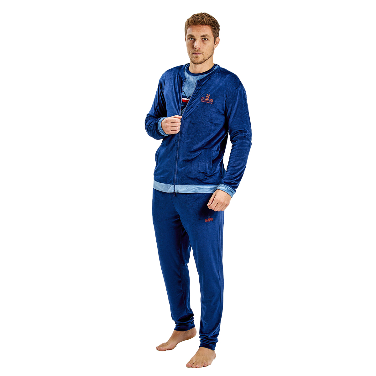Långärmad pyjamasjacka i sammet MUDP0153