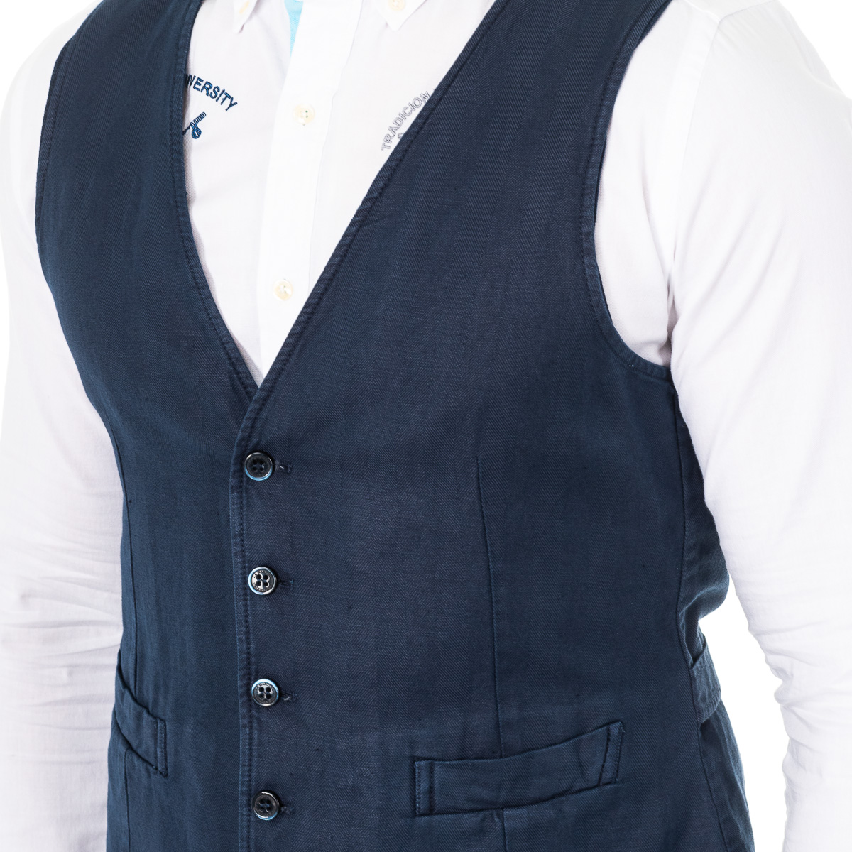 LA MARTINA Men's fine knit vest with adjustable belt V-neck HMJA11 västar – bild 2