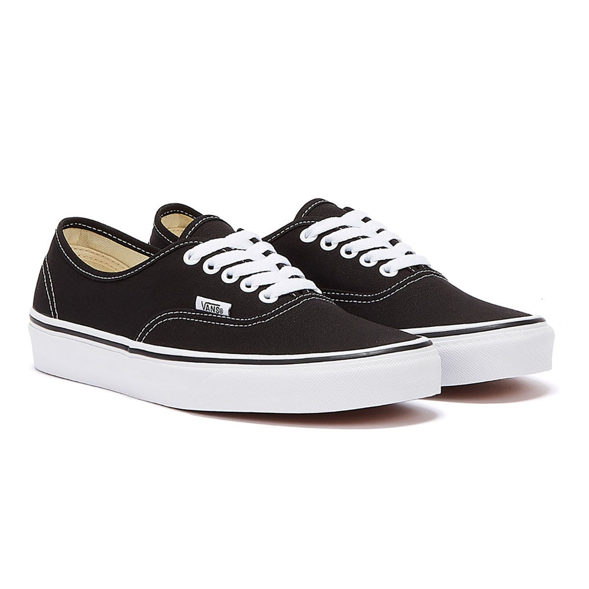Authentic Unisex Svart Vit Canvas Vulcanised Skate Trainers