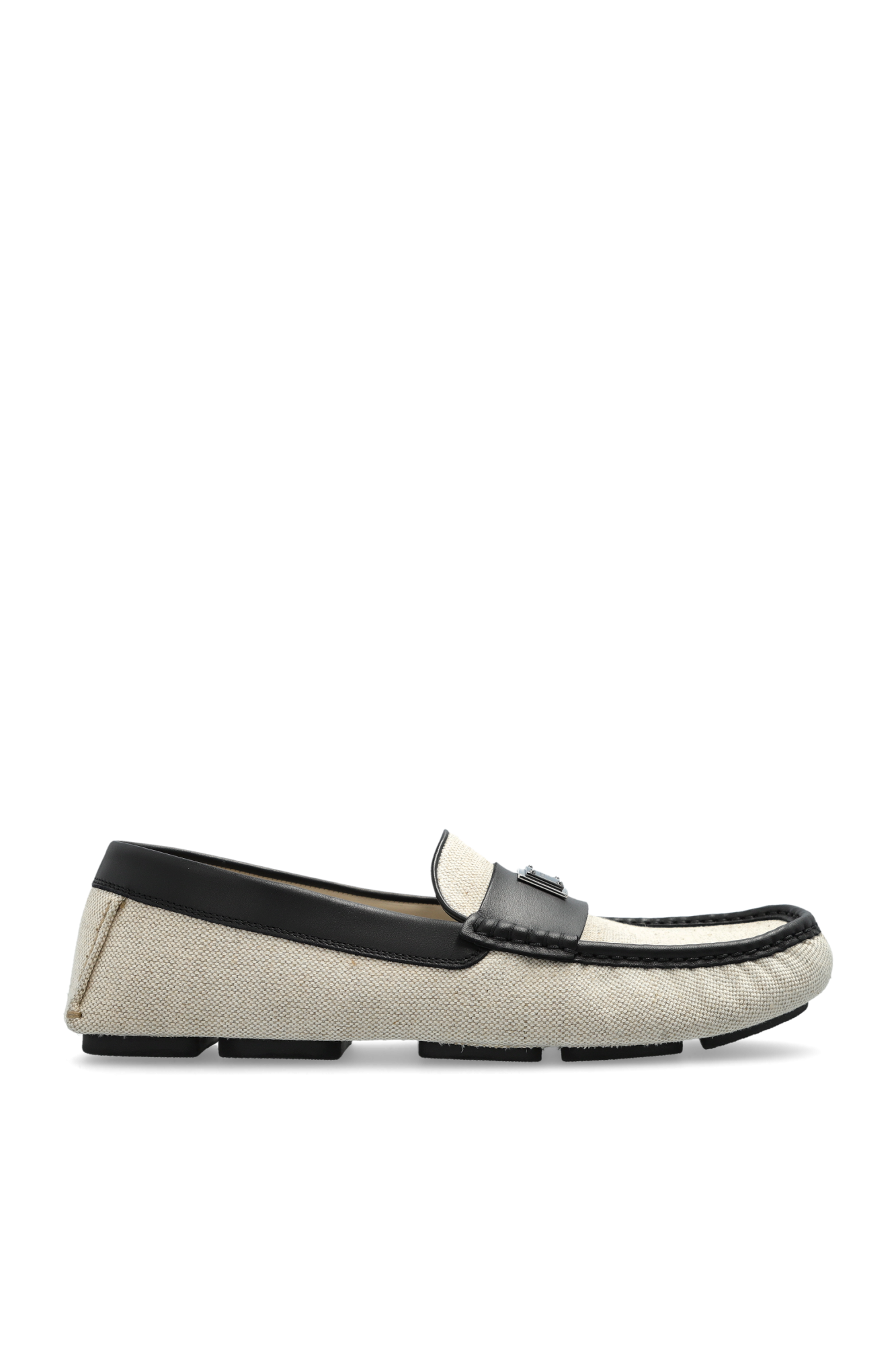 Loafers med applikation med ingraverad logotyp