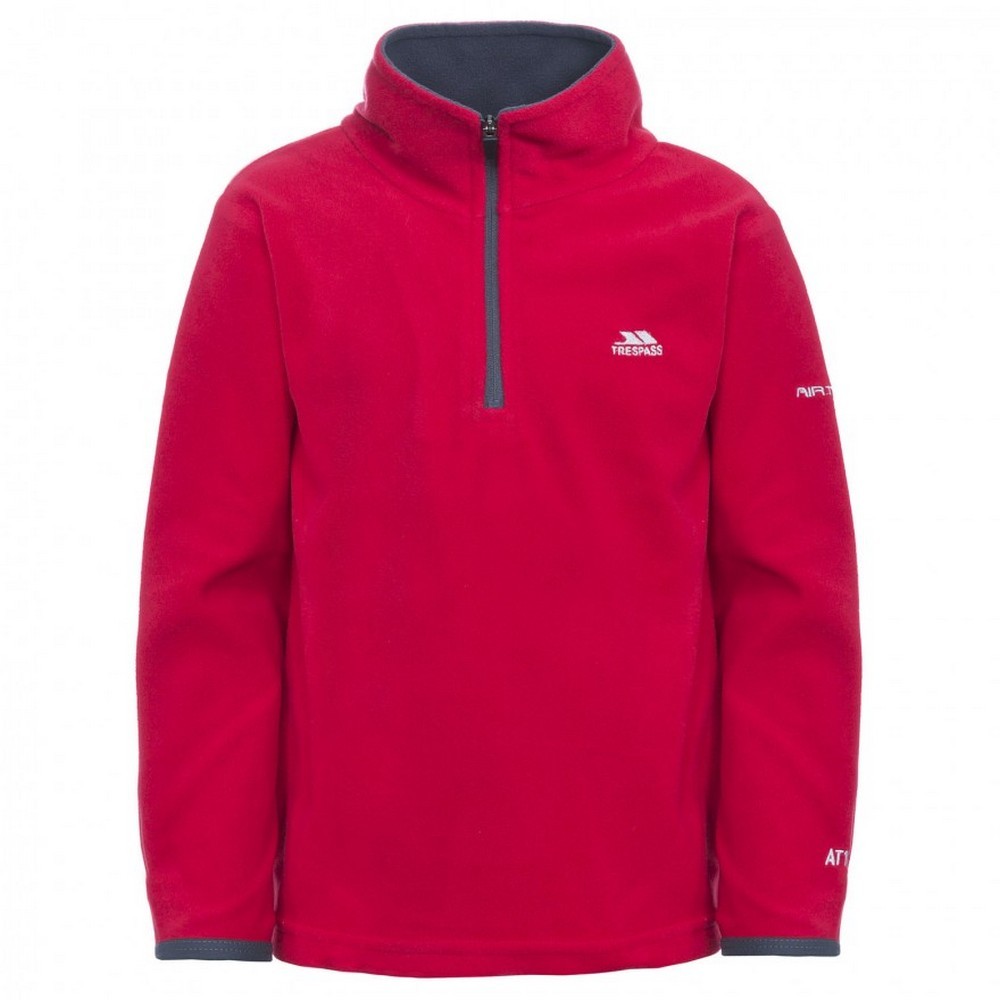 Trespass Childrens Boys Etto Half Zip Fleece Top - Red - Size 11-12Y