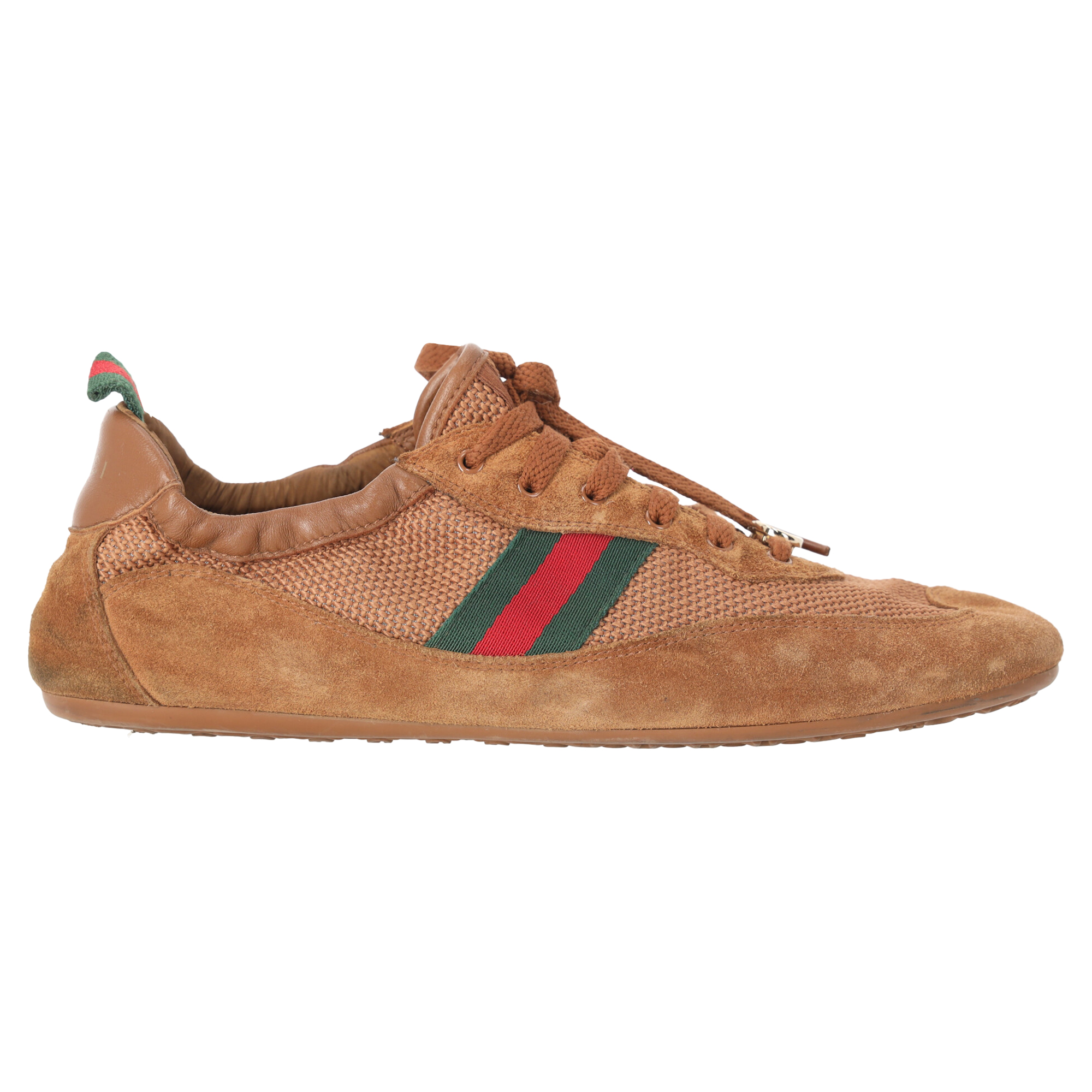 Gucci Shift sneakers van bruin suède en mesh