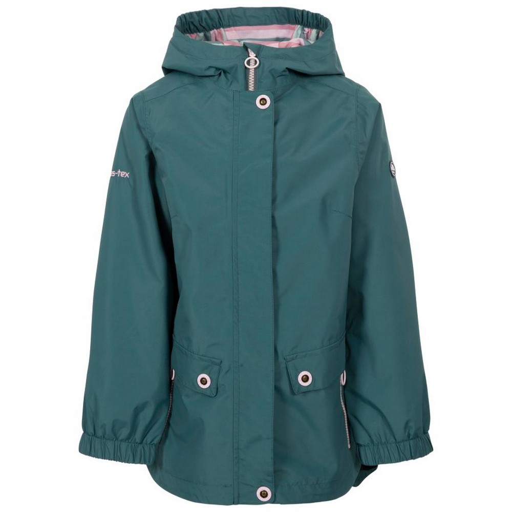 Trespass (7-8 Years, Spruce Green) Girls Flourish Tp75 Waterproof Jacket - Image 2