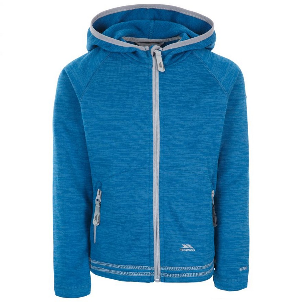 Trespass Women's Blue Girl's Goodness Full Zip Hooded Fleece Jacket In | Size: 3-4 Years - Image 3