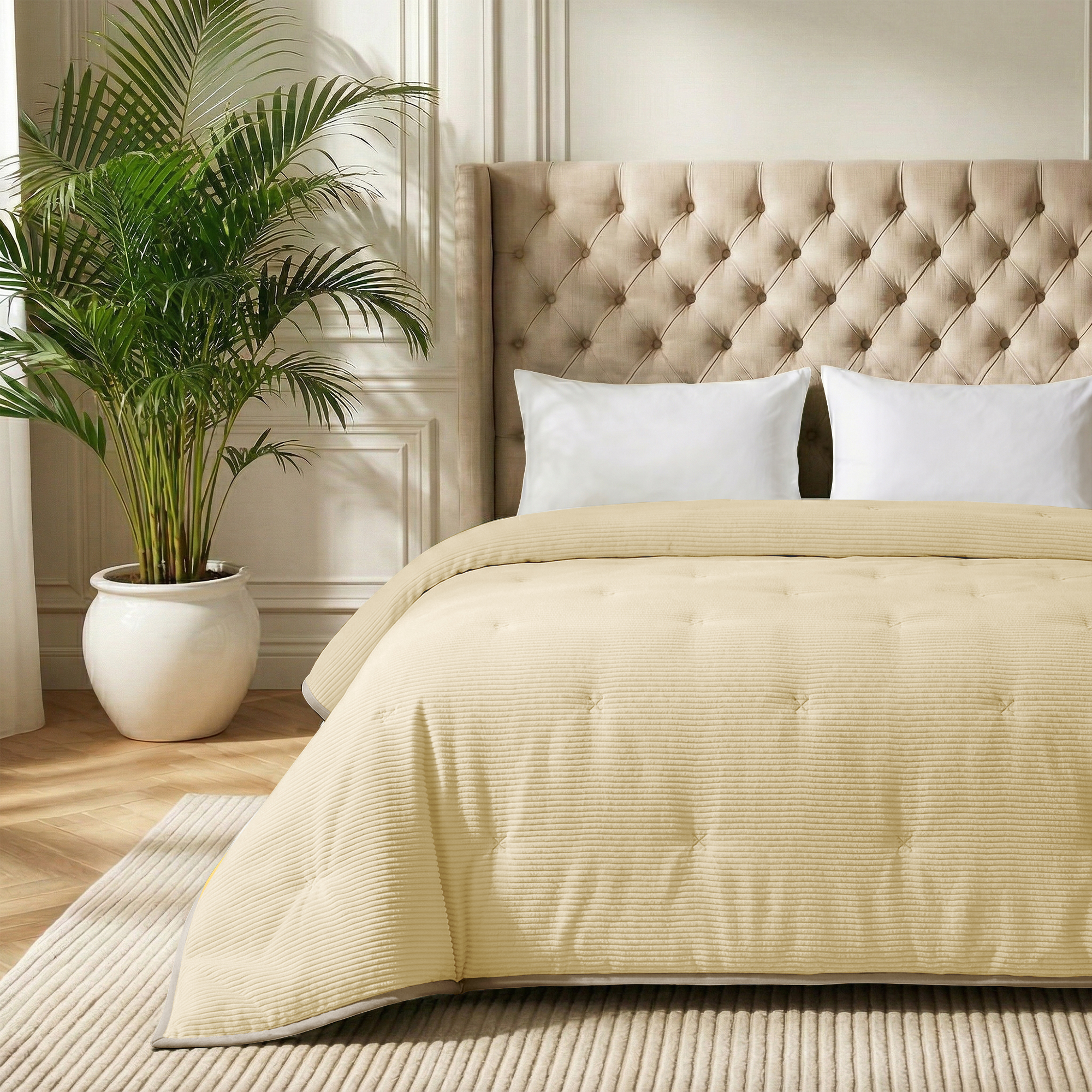 Zydante Dekbed Zonder Overtrek Corduroy - Hoesloos Dekbed - Zacht en Comfortabel – Luxe Uitstraling - Taupe / 200x200