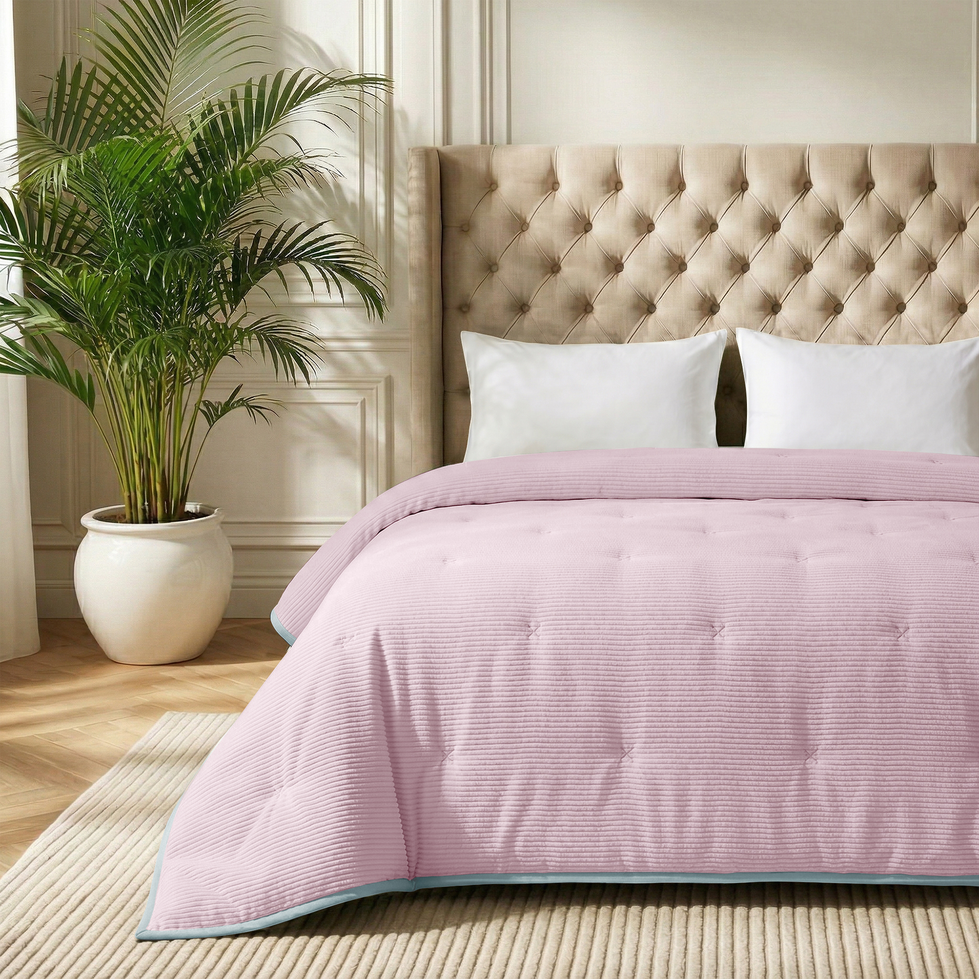 Zydante Dekbed Zonder Overtrek Corduroy - Hoesloos Dekbed - Zacht en Comfortabel – Luxe Uitstraling - Oud Roze / 200x200
